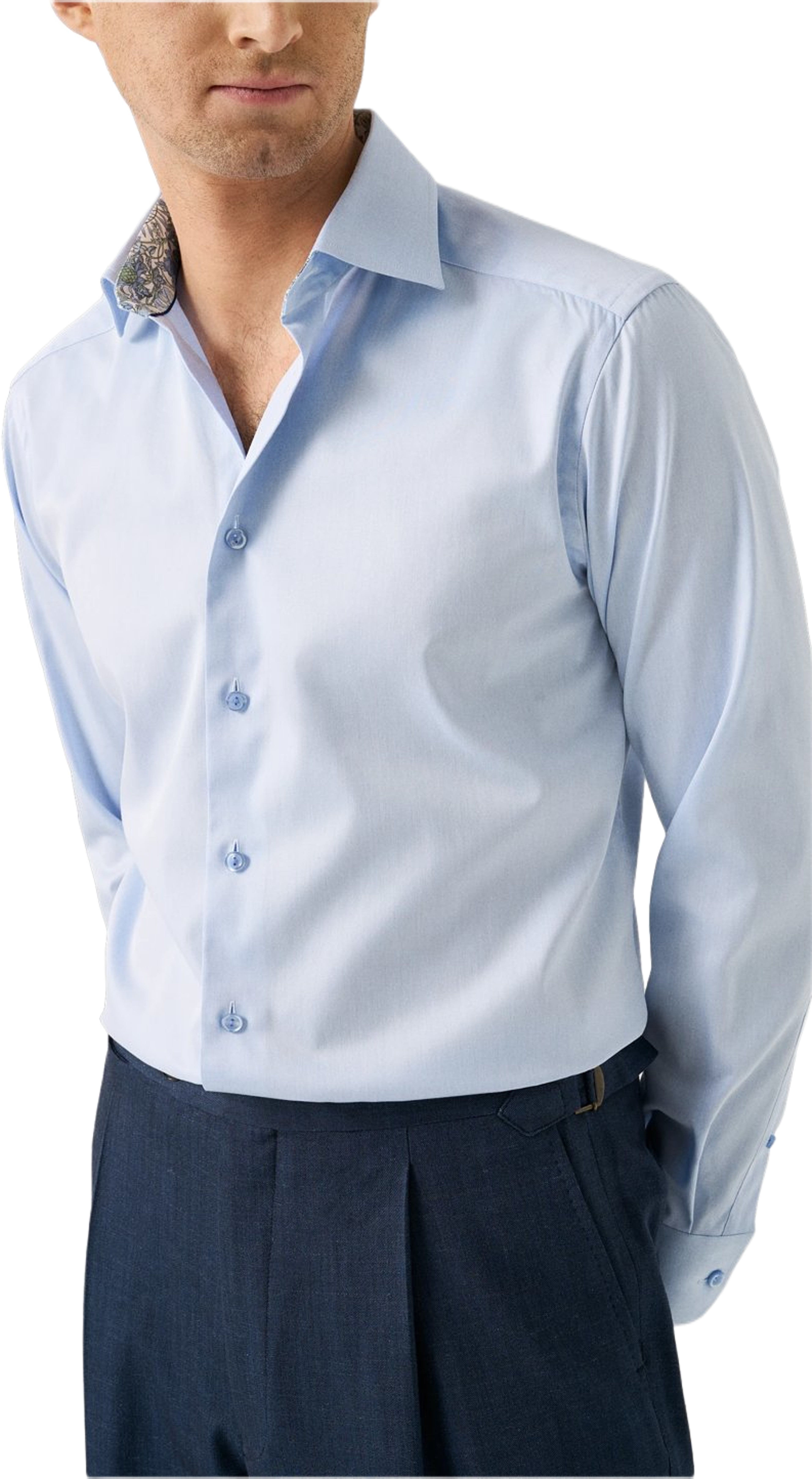 Blommig Signature Twill-skjorta Contemporary Fit, från Eton, i färgen light blue. Klicka för att öppna bilden i stort format