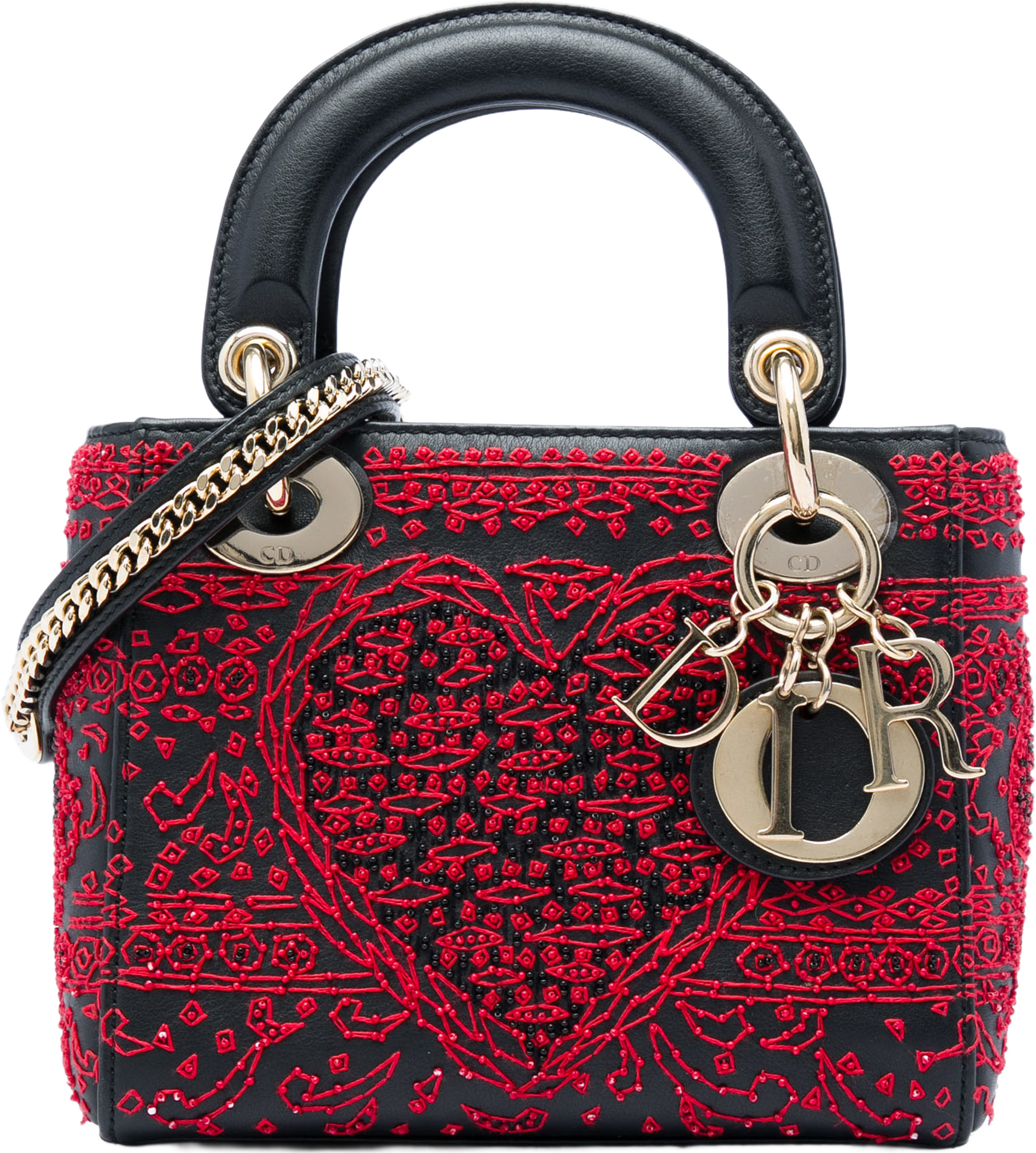 Dior Mini Smooth Calfskin Embroidered Heart Playing Cards Lady Dior, från Luxclusif, i färgen svart. Klicka för att öppna bilden i stort format