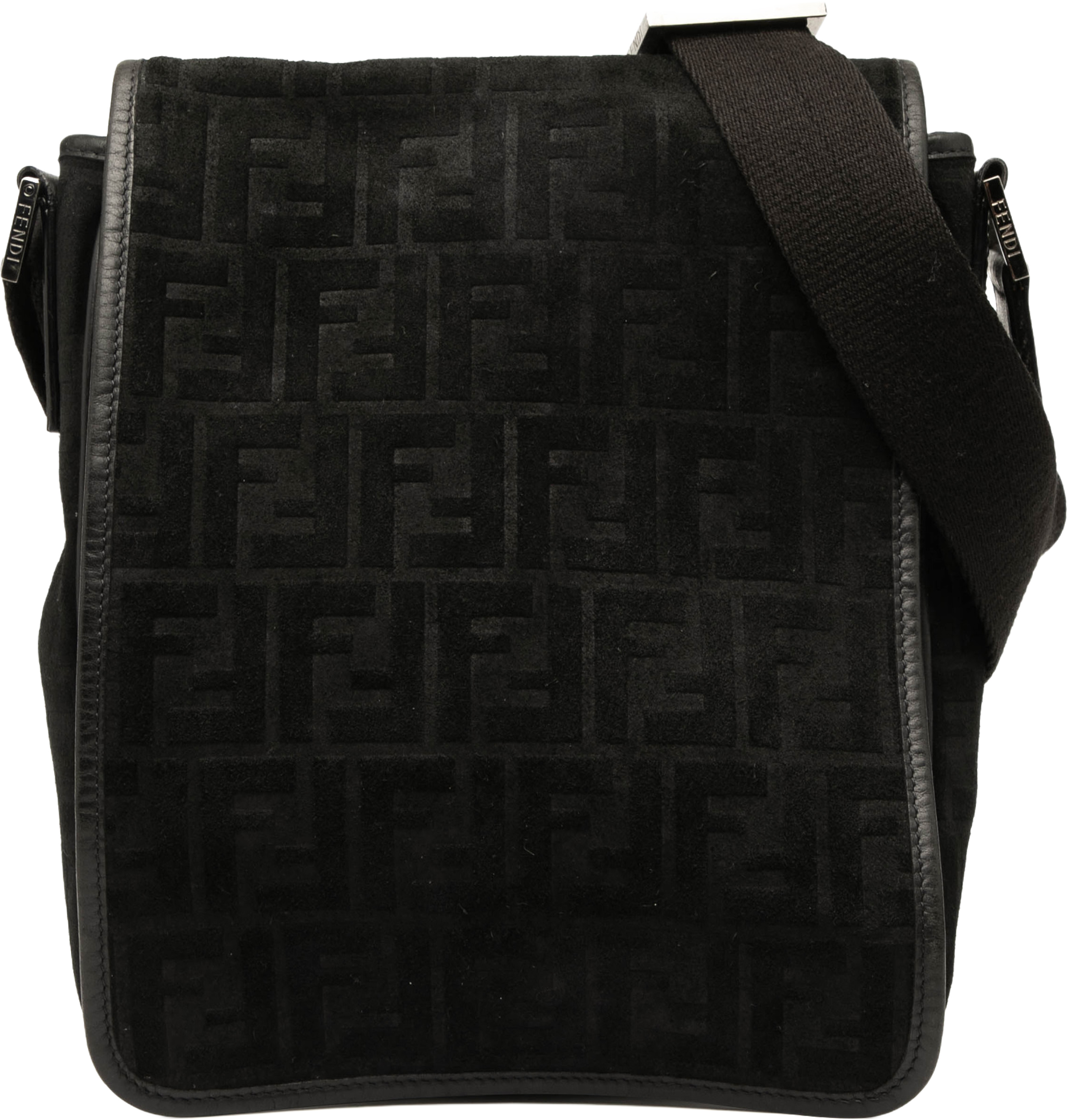 Fendi Zucca Suede Crossbody, från Luxclusif, i färgen black. Klicka för att öppna bilden i stort format