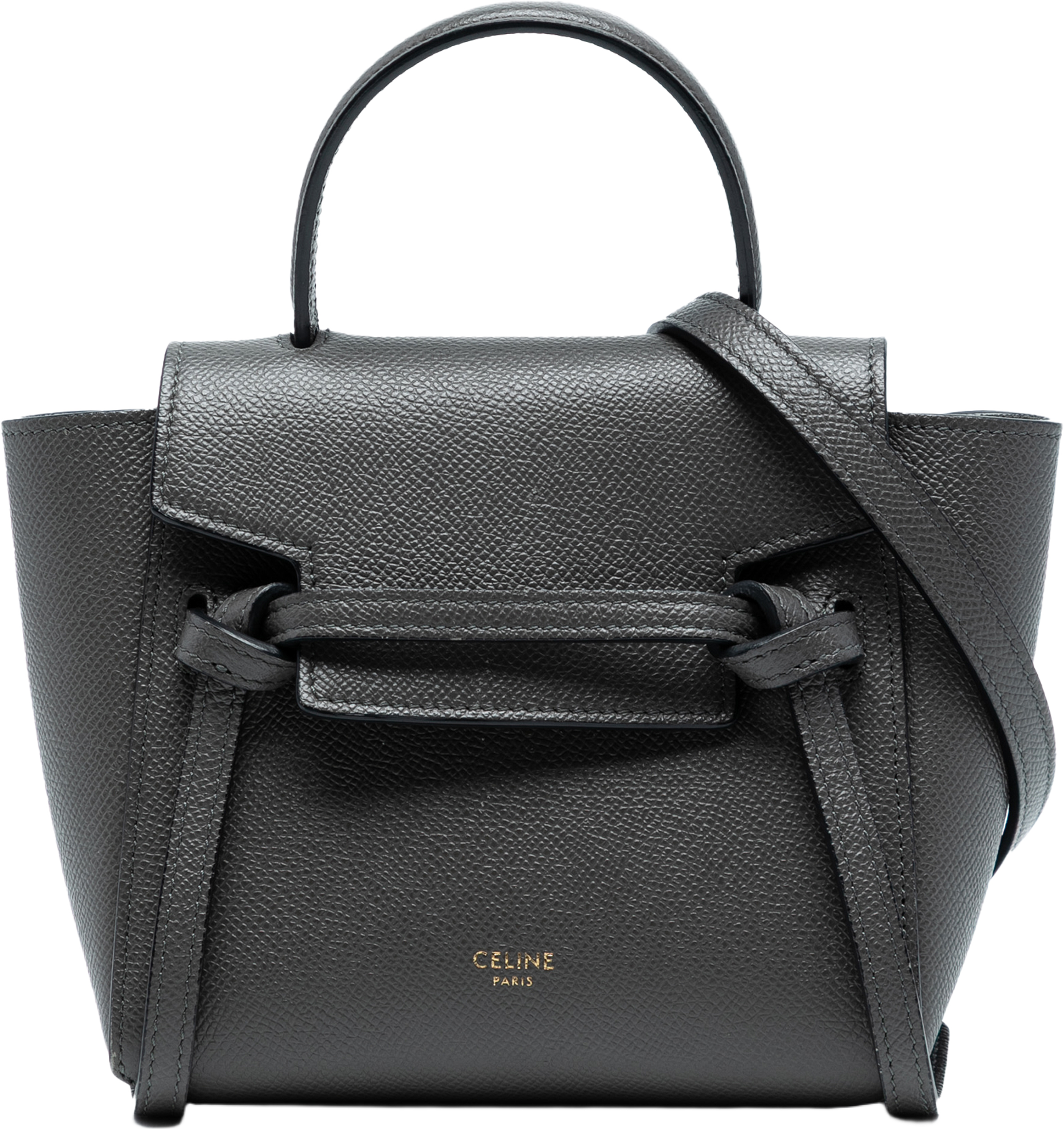 Celine Pico Grained Calfskin Belt Bag, från Luxclusif, i färgen dark gray. Klicka för att öppna bilden i stort format