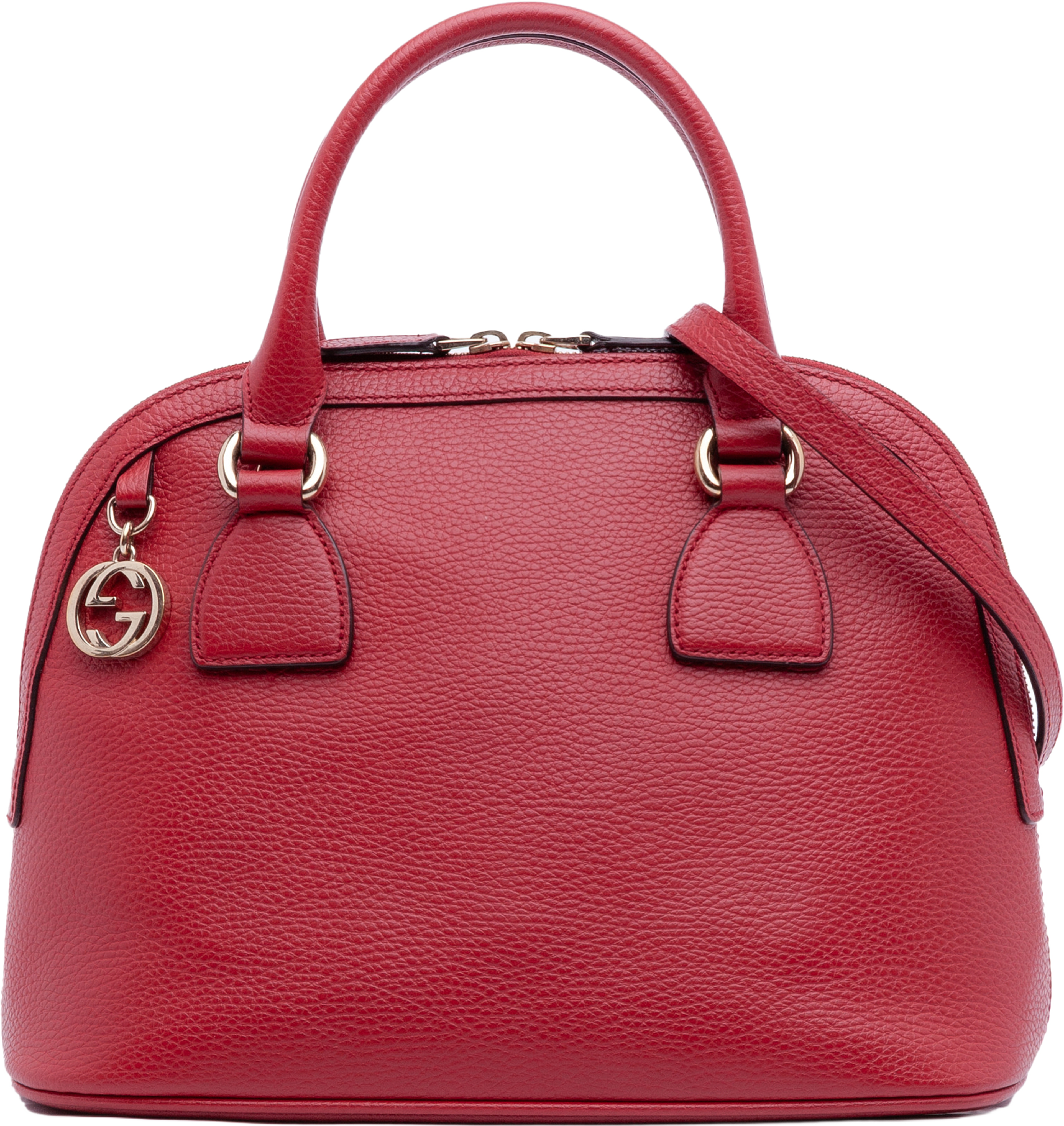 Gucci Small Dollar Calfskin Gg Charm Dome Satchel, från Luxclusif, i färgen red. Klicka för att öppna bilden i stort format