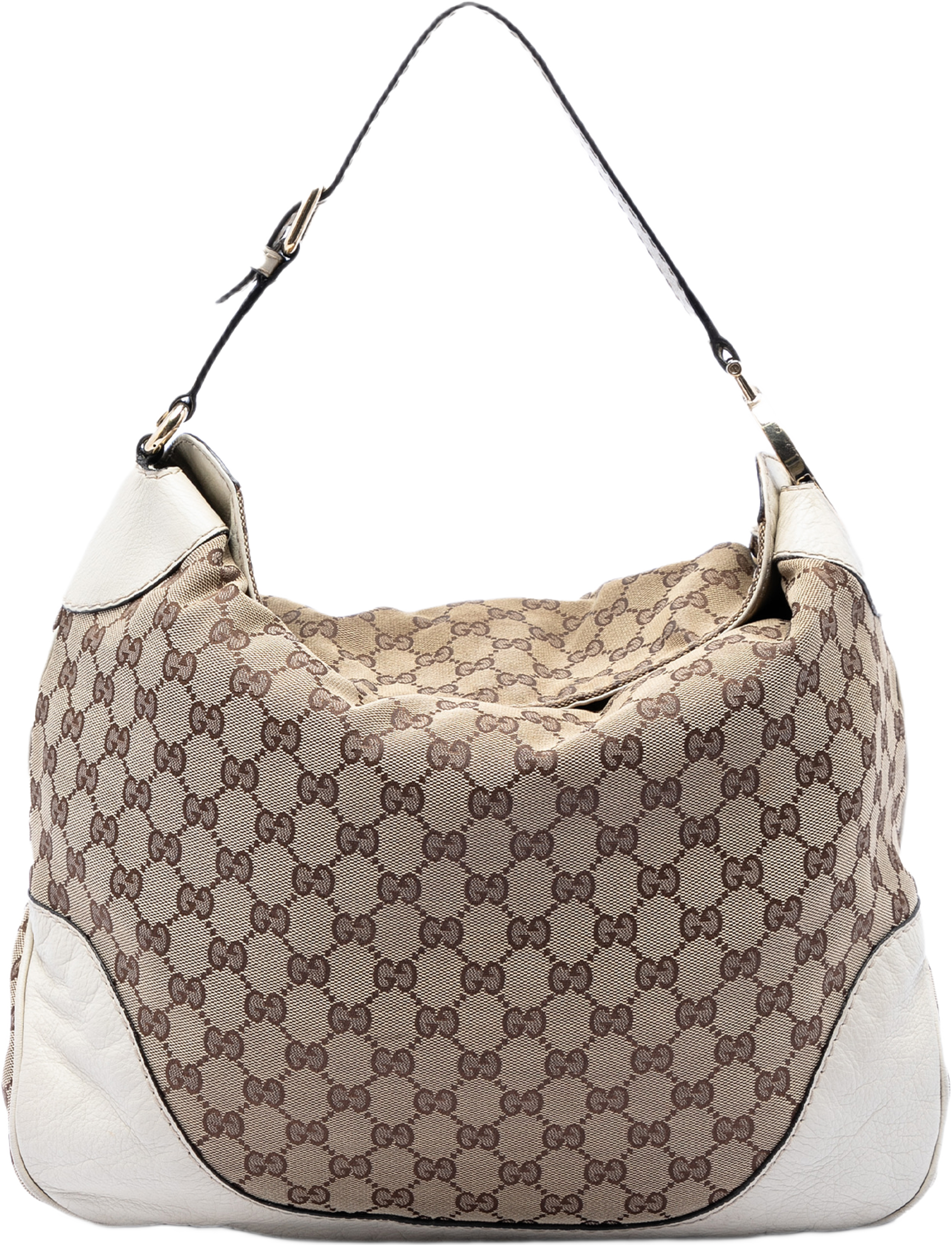 Gucci Gg Canvas Charlotte Hobo, från Luxclusif, i färgen vit. Klicka för att öppna bilden i stort format