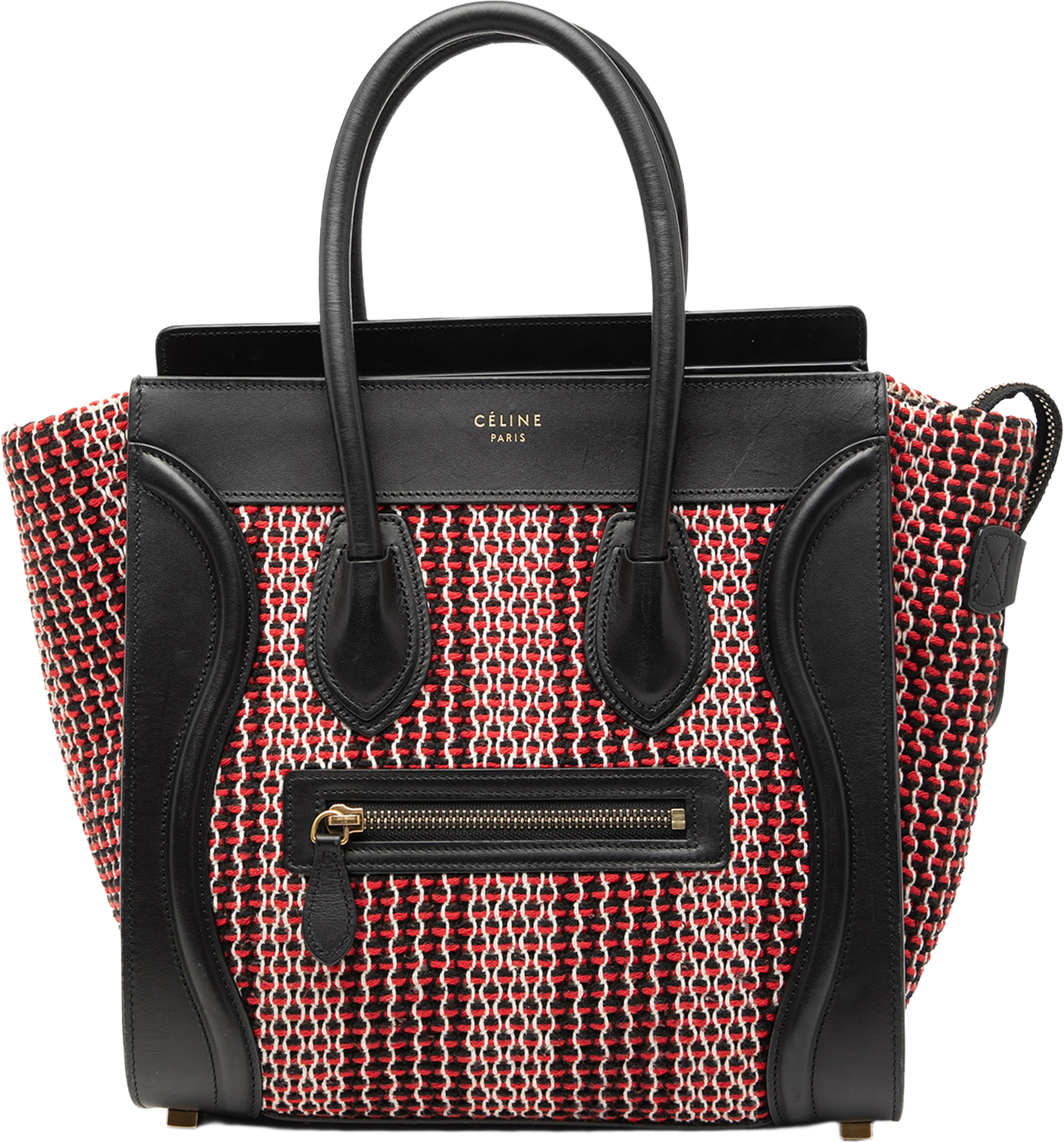 Celine Micro Tweed Luggage Tote, från Luxclusif, i färgen black. Klicka för att öppna bilden i stort format