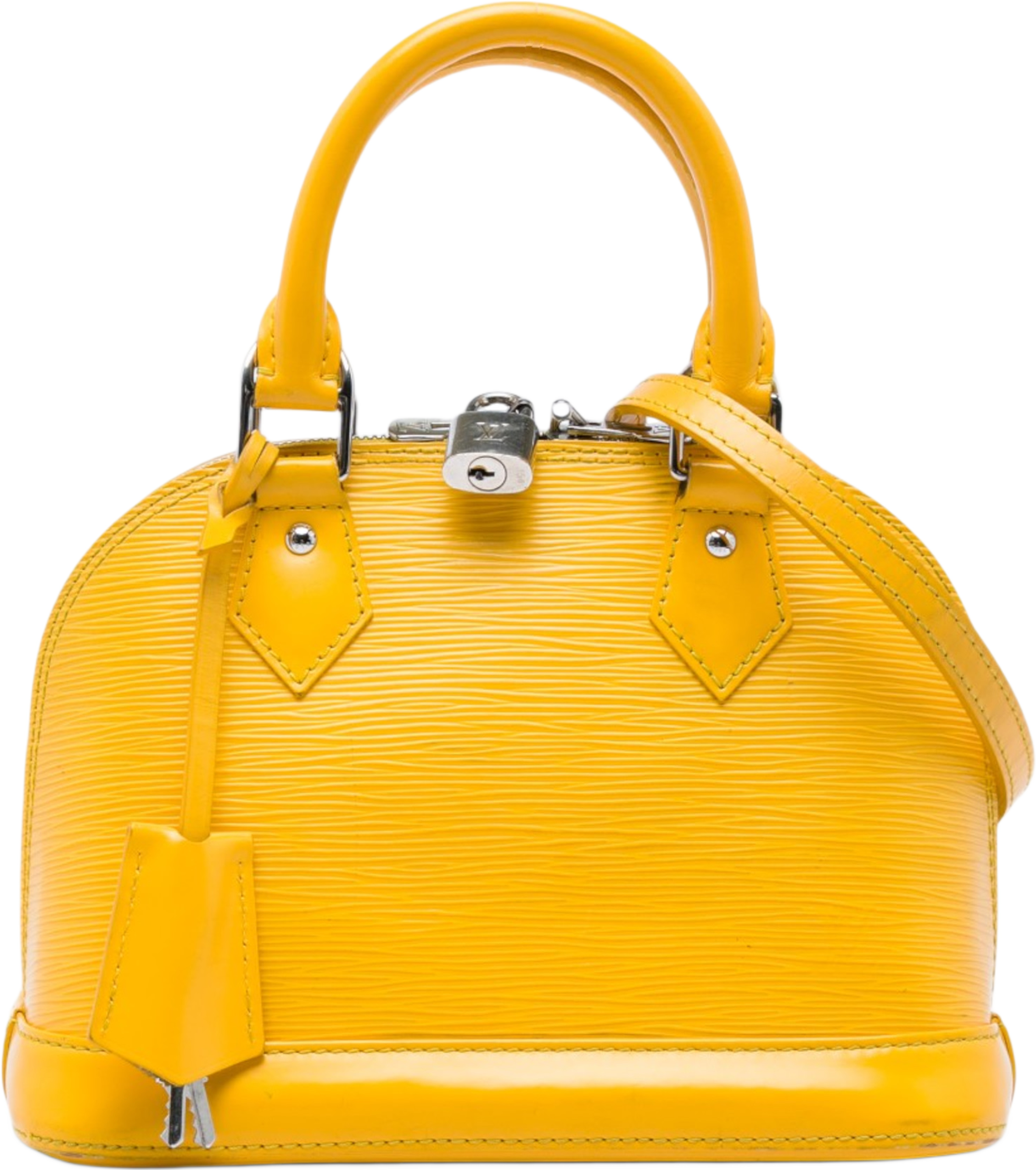Louis Vuitton Monogram Vernis Alma Pm, från Luxclusif, i färgen gul. Klicka för att öppna bilden i stort format
