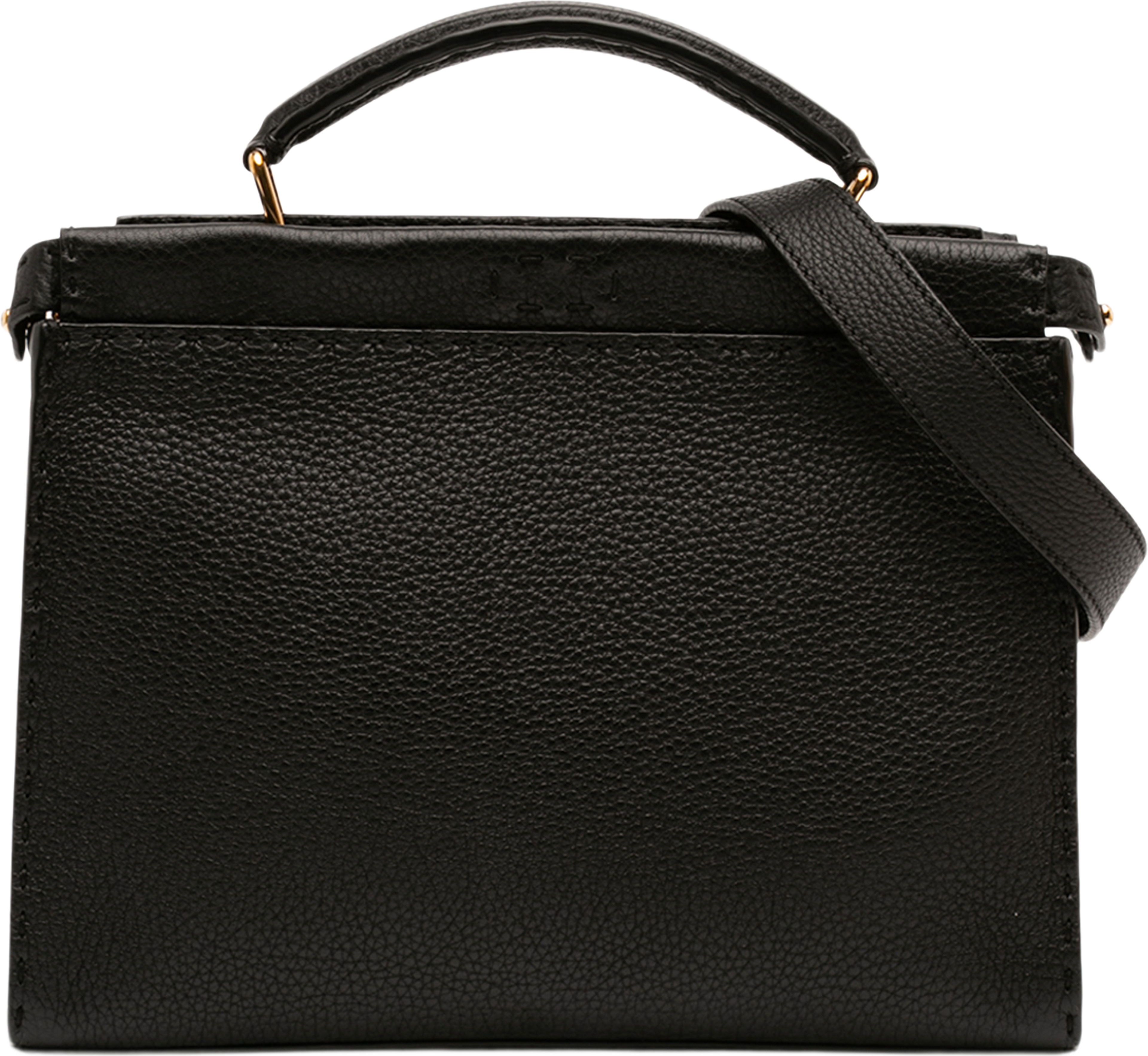 Fendi Mini Calfskin Romano Selleria Peekaboo Iconic Fit Satchel, från Luxclusif, i färgen black. Klicka för att öppna bilden i stort format