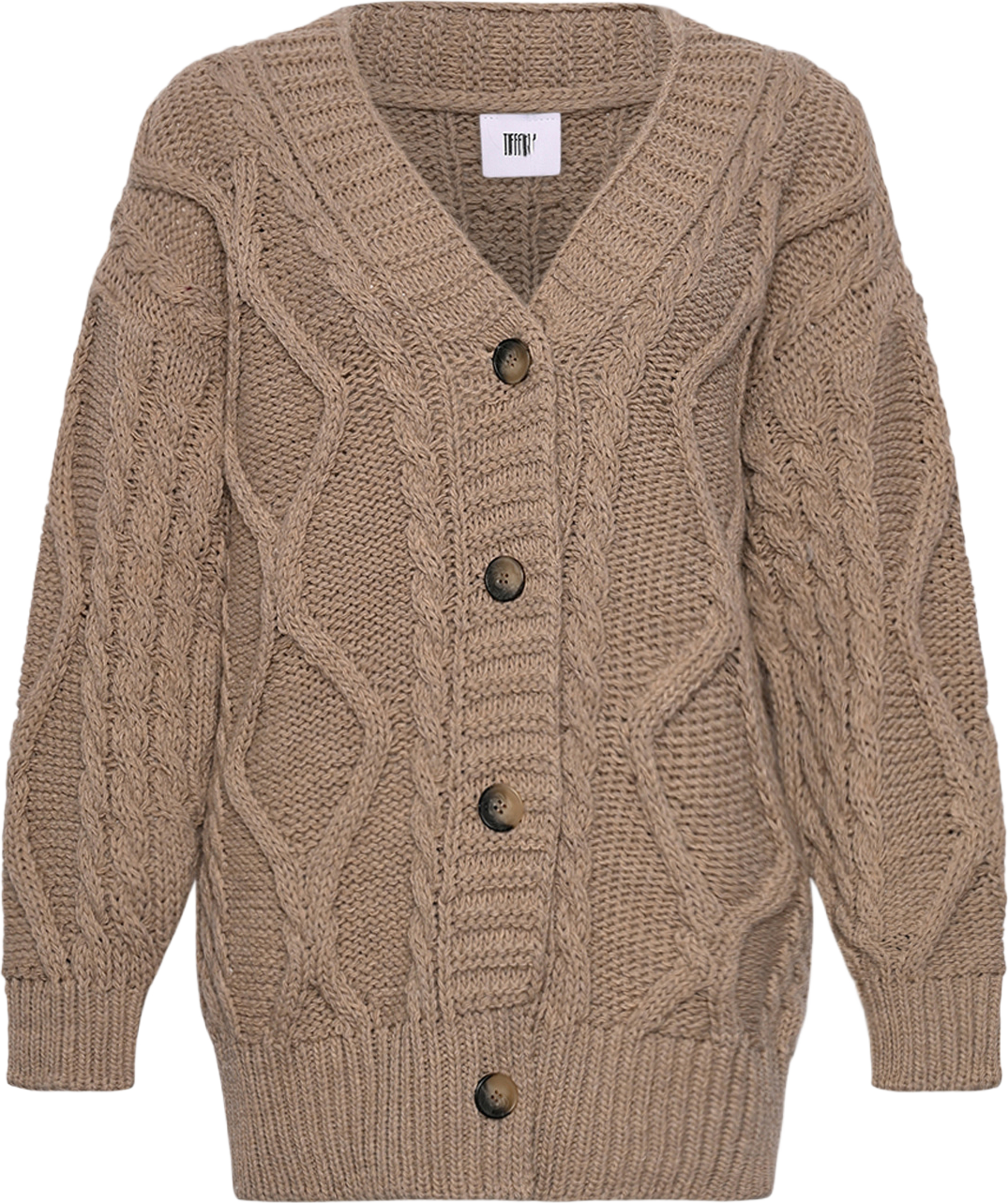Carla, Long Cardigan Knit - Beige