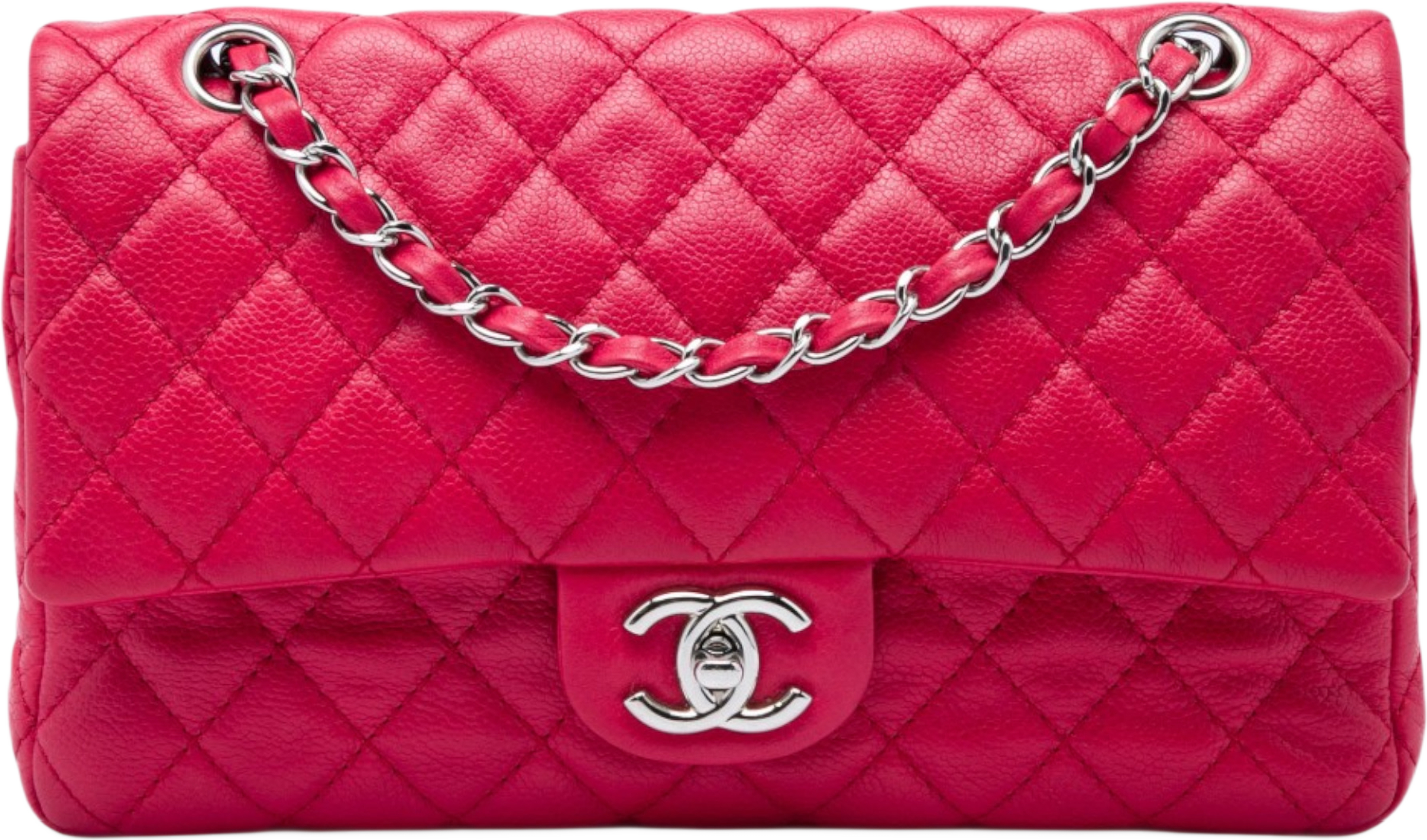 Chanel Medium Classic Caviar Double Flap, från Luxclusif, i färgen rosa. Klicka för att öppna bilden i stort format