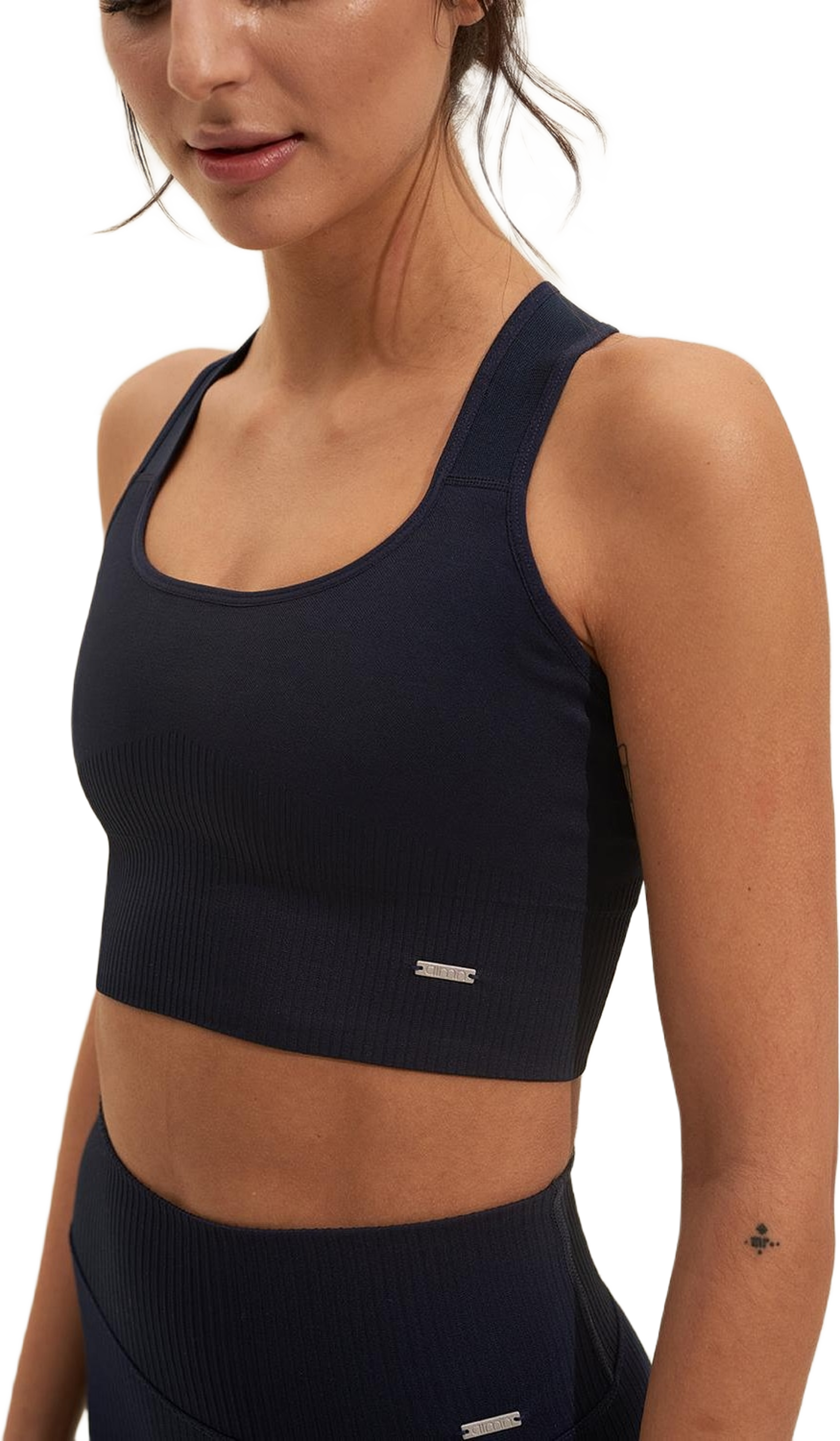 Navy High Support Ribbed Bra