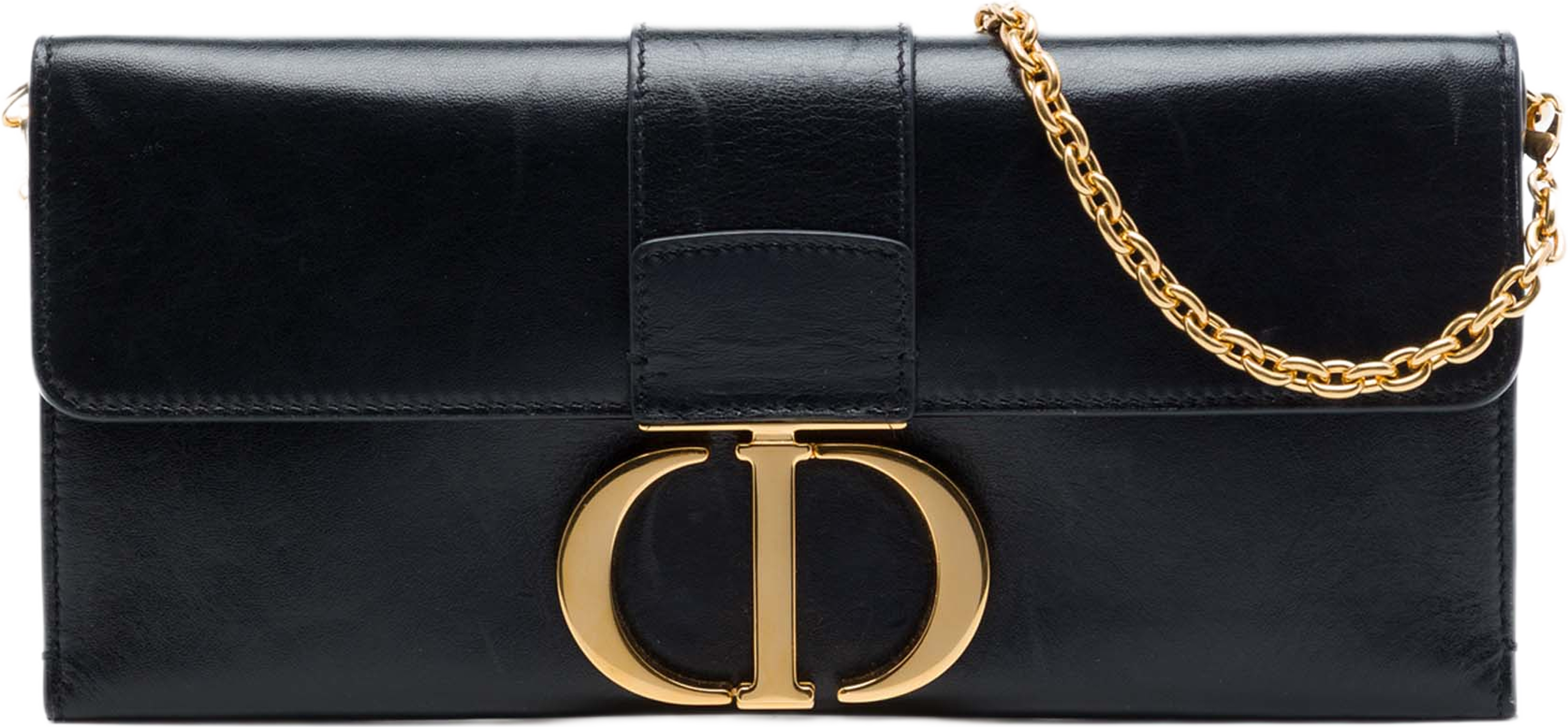 Dior Leather Montaigne 30 Clutch With Chain, från Luxclusif, i färgen svart. Klicka för att öppna bilden i stort format