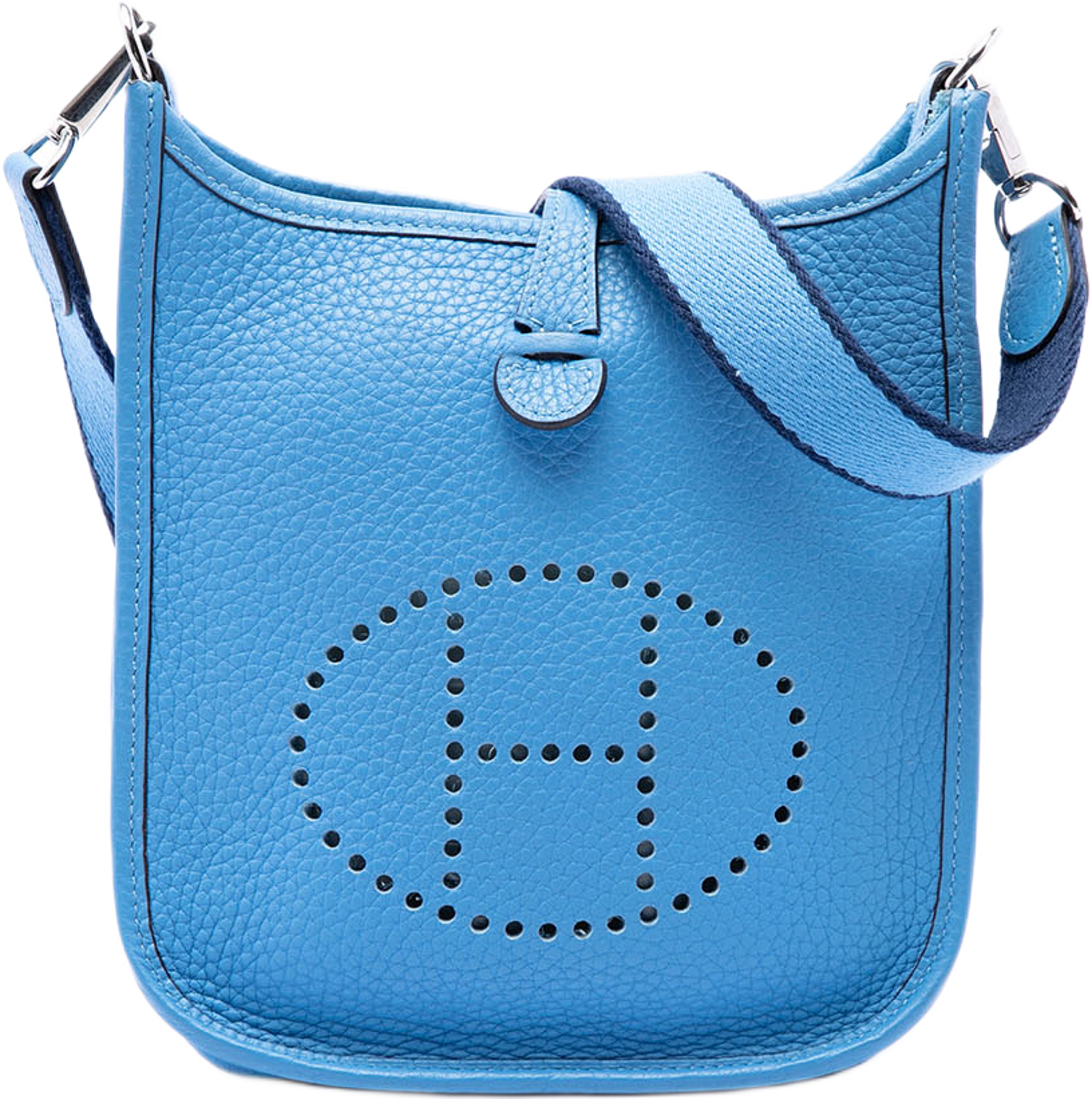 Hermès Clemence Evelyne I 16 Amazone, från Luxclusif, i färgen blå. Klicka för att öppna bilden i stort format