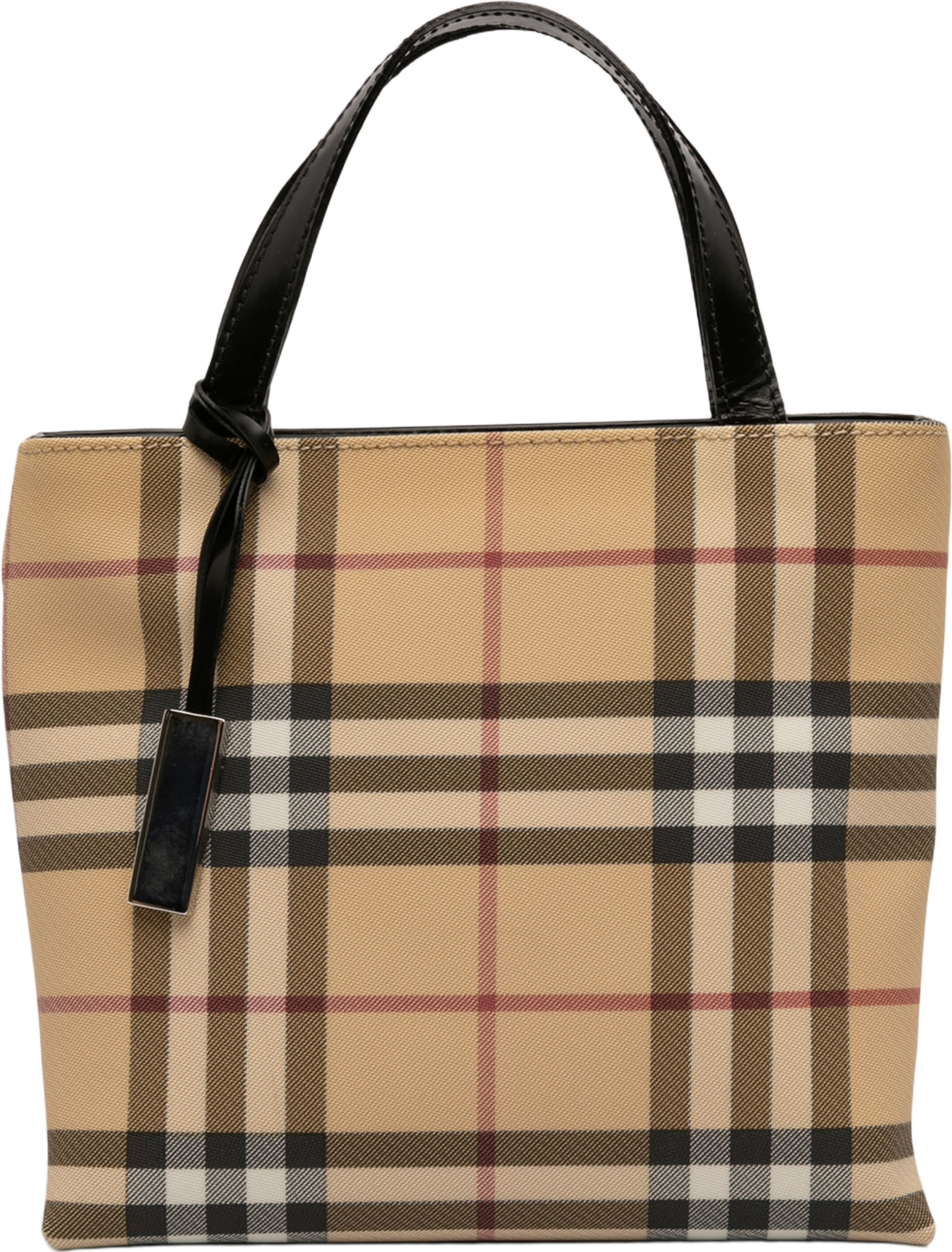 Burberry House Check Canvas Handbag, från Luxclusif, i färgen beige. Klicka för att öppna bilden i stort format
