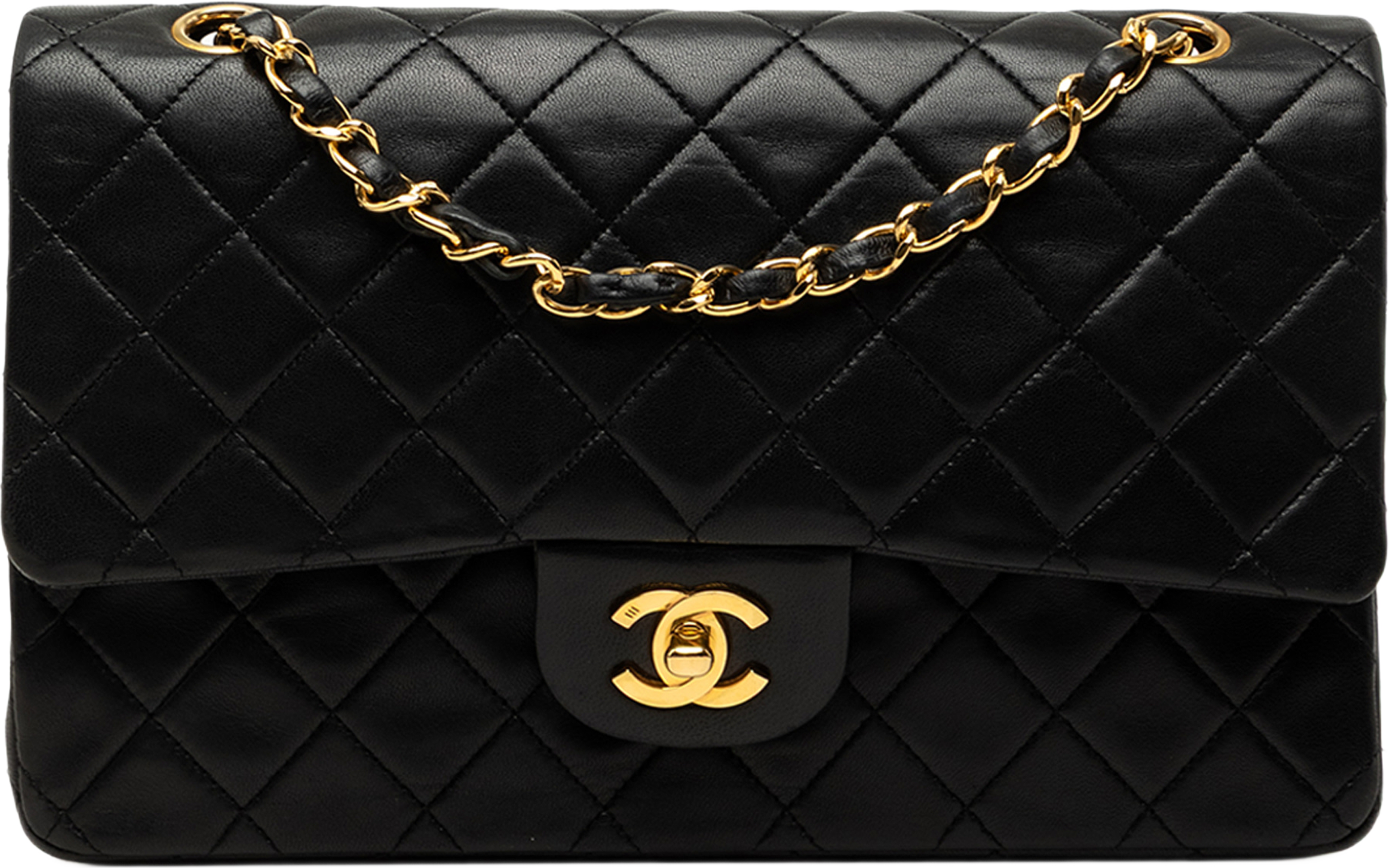 Chanel Medium Classic Lambskin Double Flap, från Luxclusif, i färgen svart. Klicka för att öppna bilden i stort format