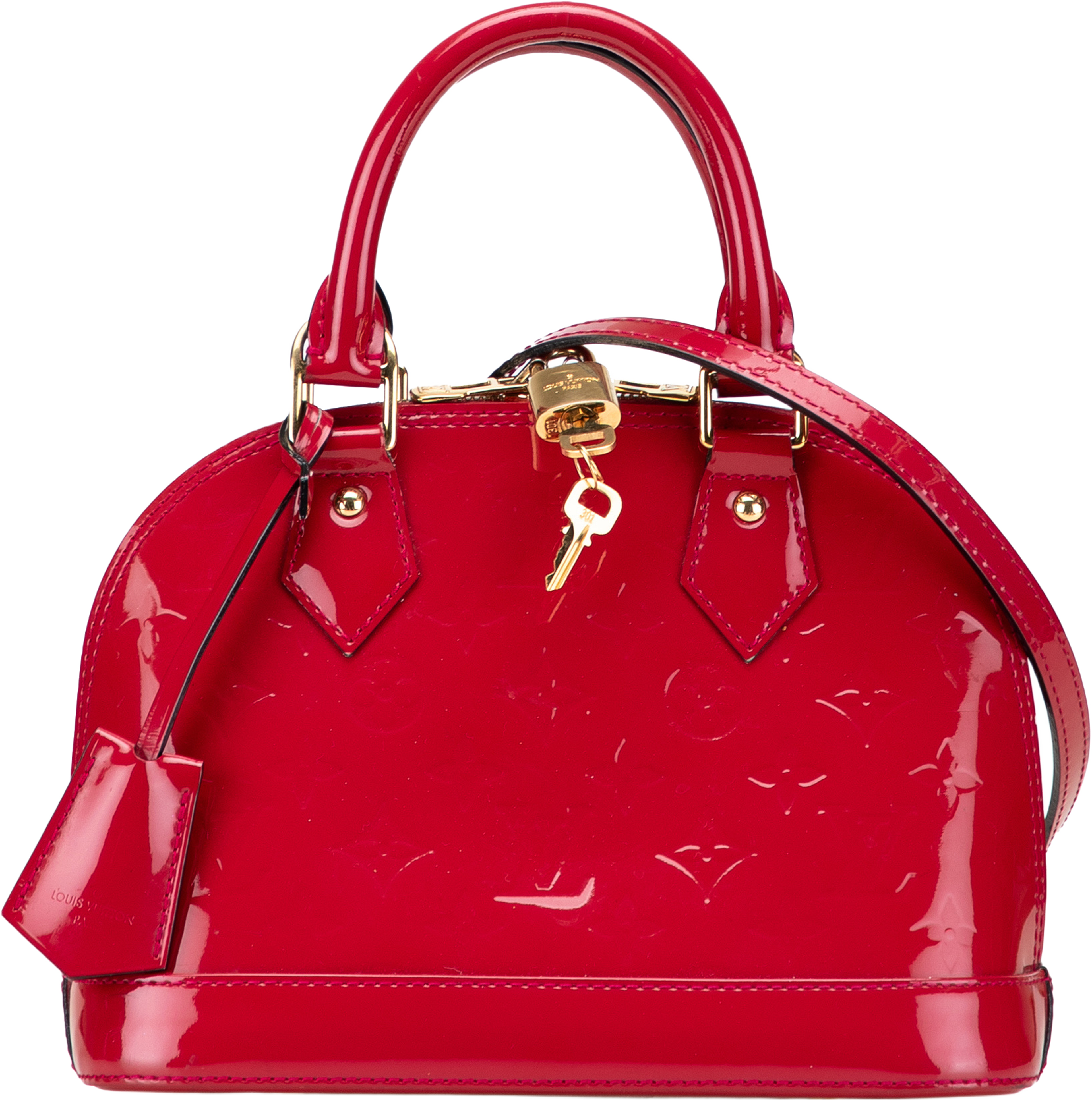 Louis Vuitton Monogram Vernis Alma Bb, från Luxclusif, i färgen red. Klicka för att öppna bilden i stort format