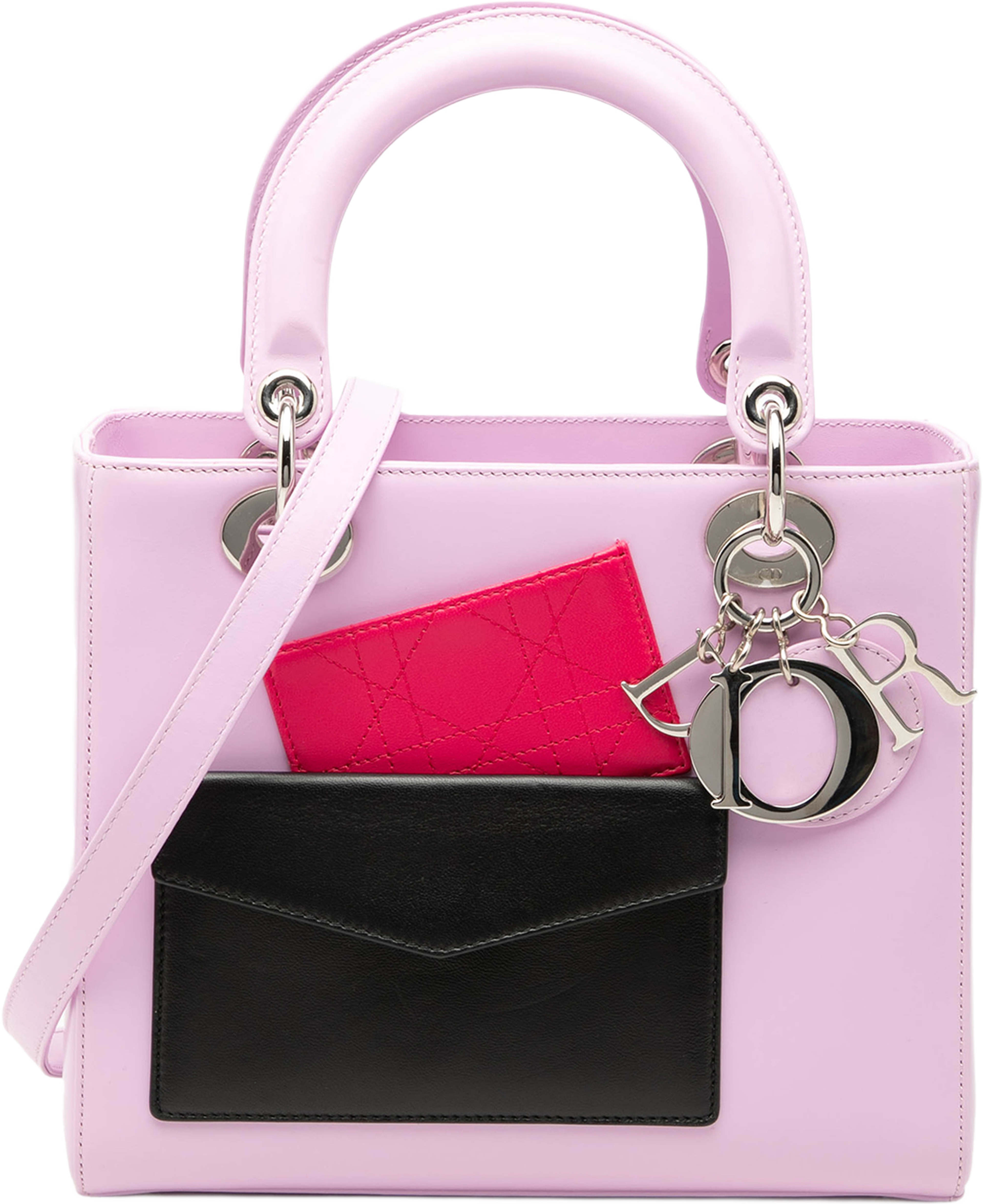 Dior Medium Calfskin Pockets Lady Dior, från Luxclusif, i färgen pink. Klicka för att öppna bilden i stort format