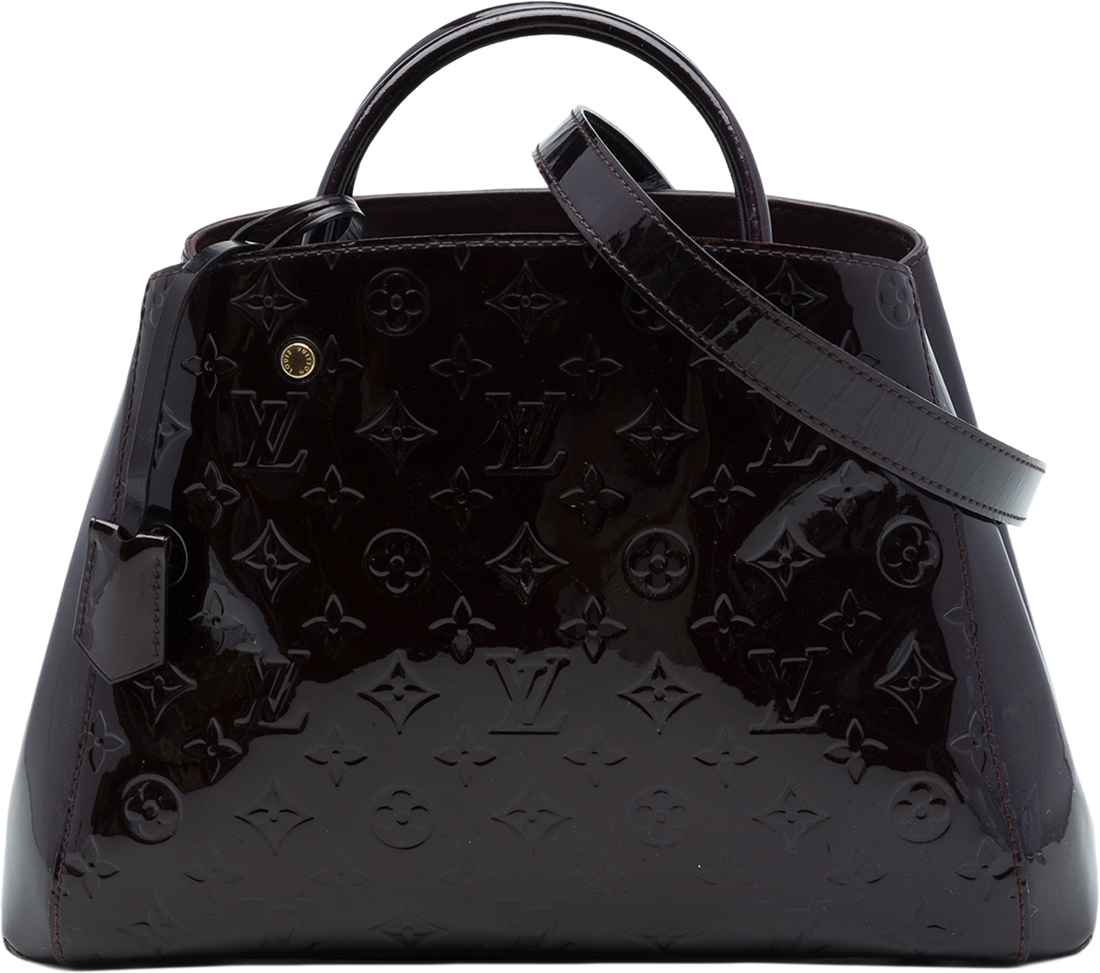 Louis Vuitton Monogram Vernis Montaigne Mm, från Luxclusif, i färgen purpur. Klicka för att öppna bilden i stort format