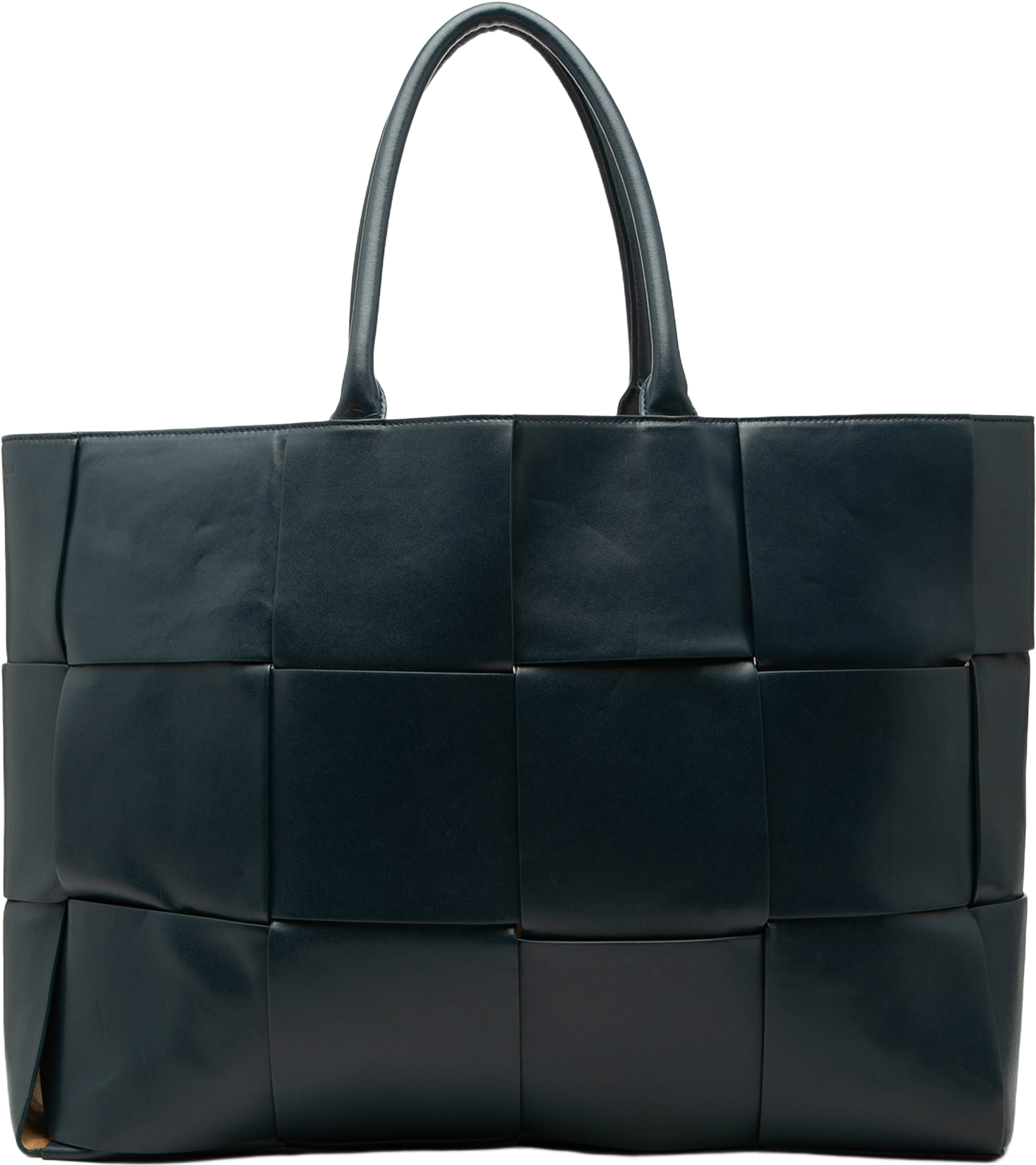 Bottega Veneta Large Leather Intrecciato The Arco Tote, från Luxclusif, i färgen navy. Klicka för att öppna bilden i stort format