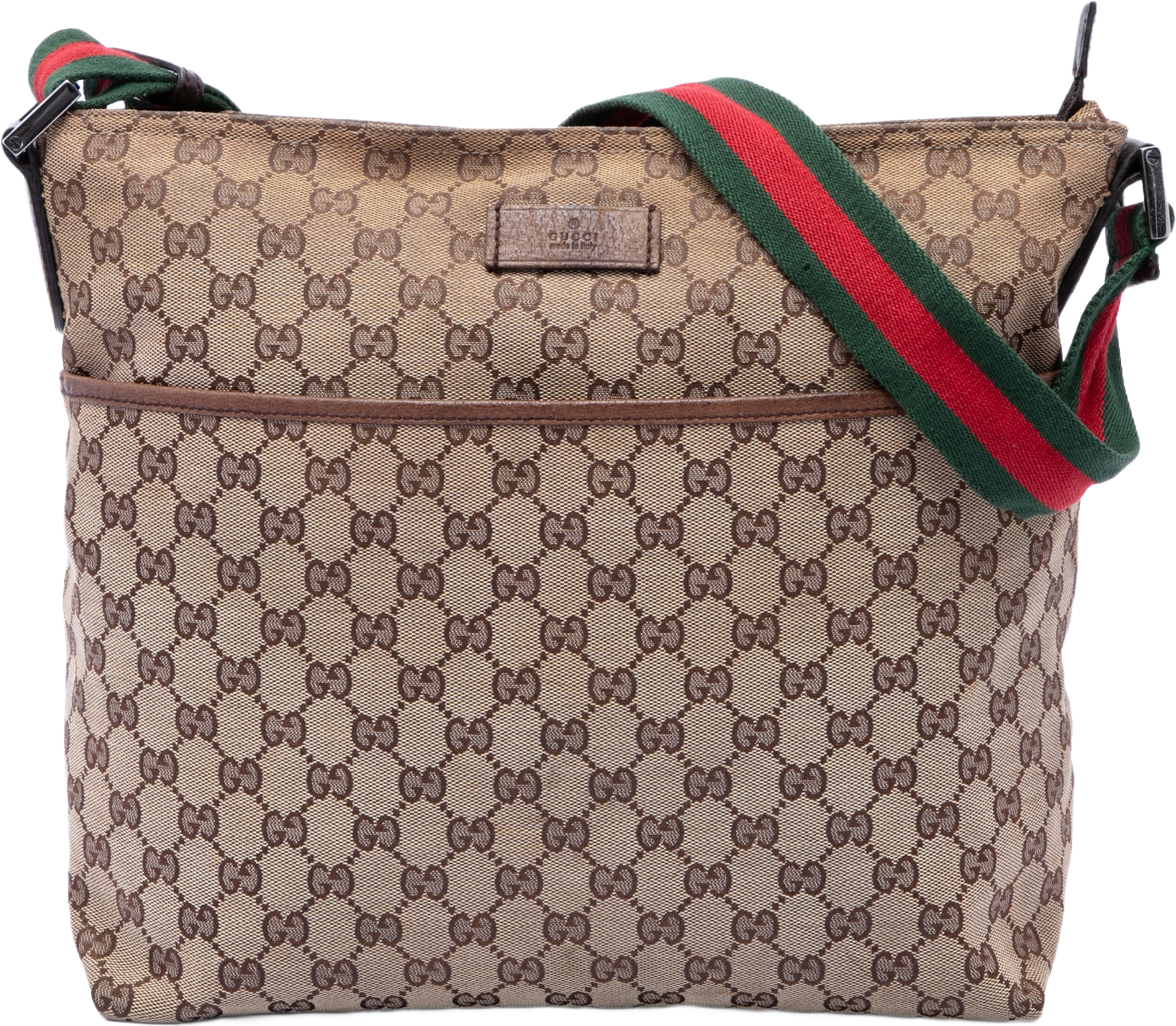 Gucci Gg Canvas Web Crossbody, från Luxclusif, i färgen beige. Klicka för att öppna bilden i stort format