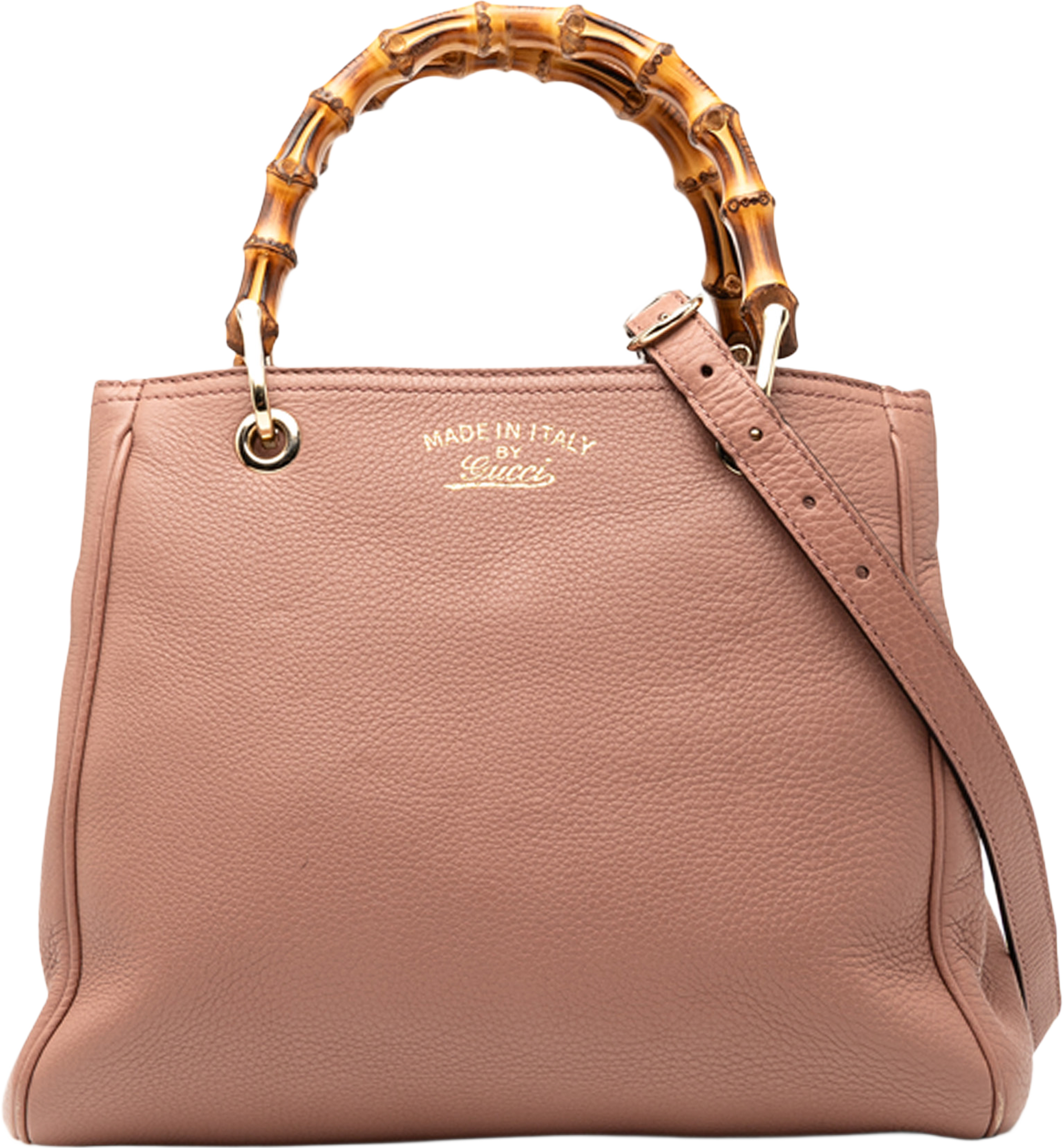 Gucci Small Calfskin Bamboo Shopper Satchel, från Luxclusif, i färgen pink. Klicka för att öppna bilden i stort format