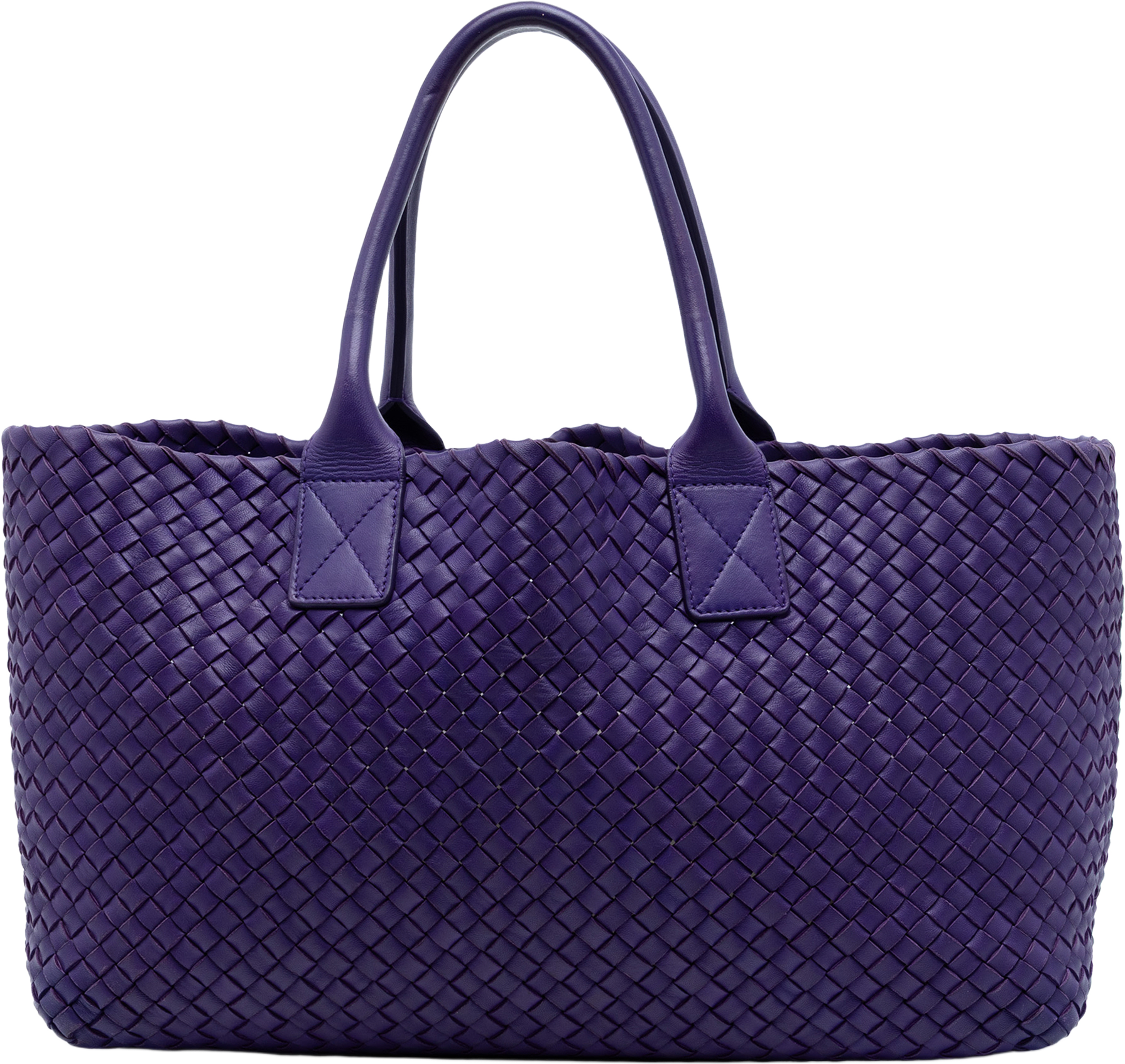 Bottega Veneta Medium Lambskin Intreccio Cabat Tote, från Luxclusif, i färgen purple. Klicka för att öppna bilden i stort format