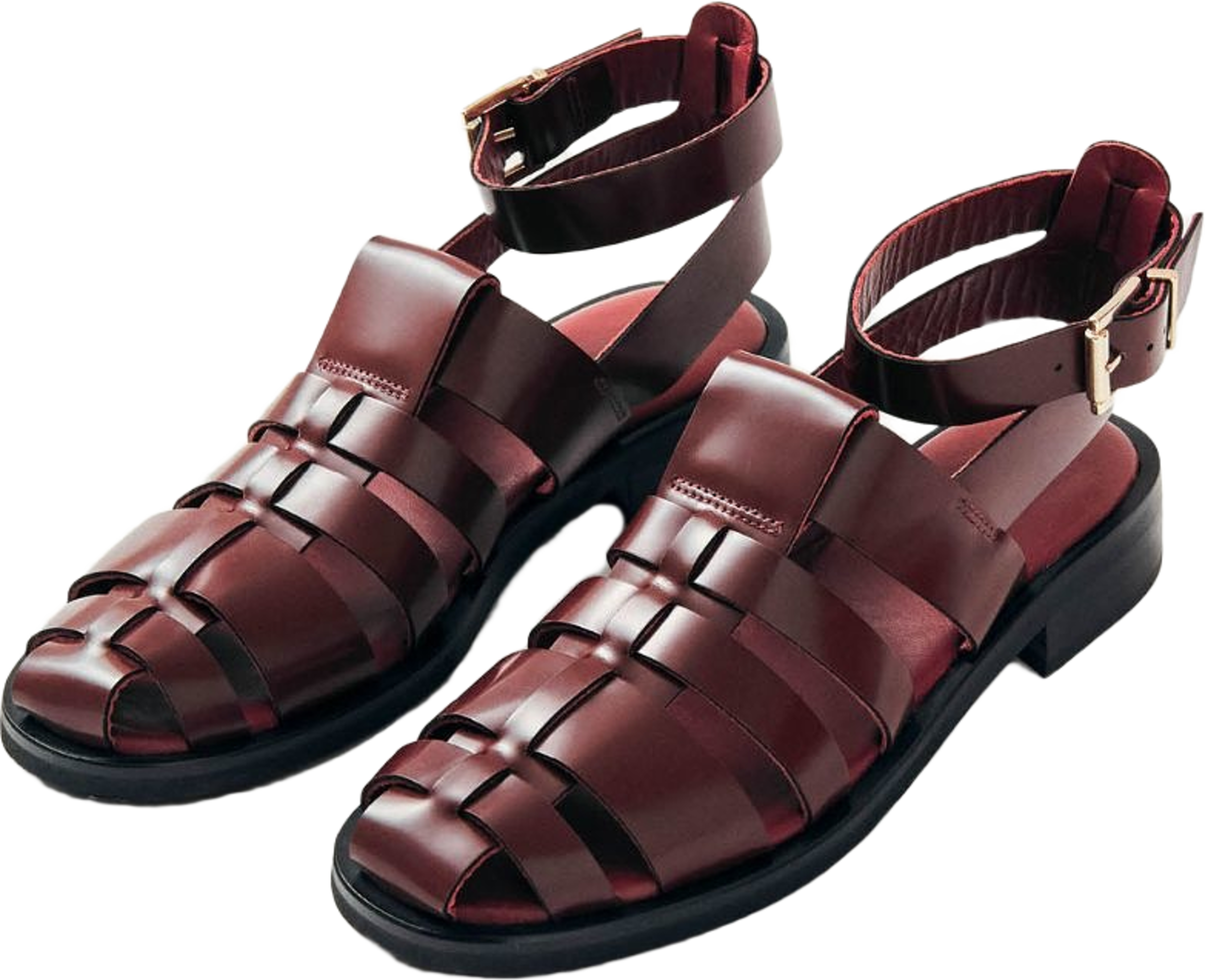 Perry Sleek Burgundy Leather Sandals