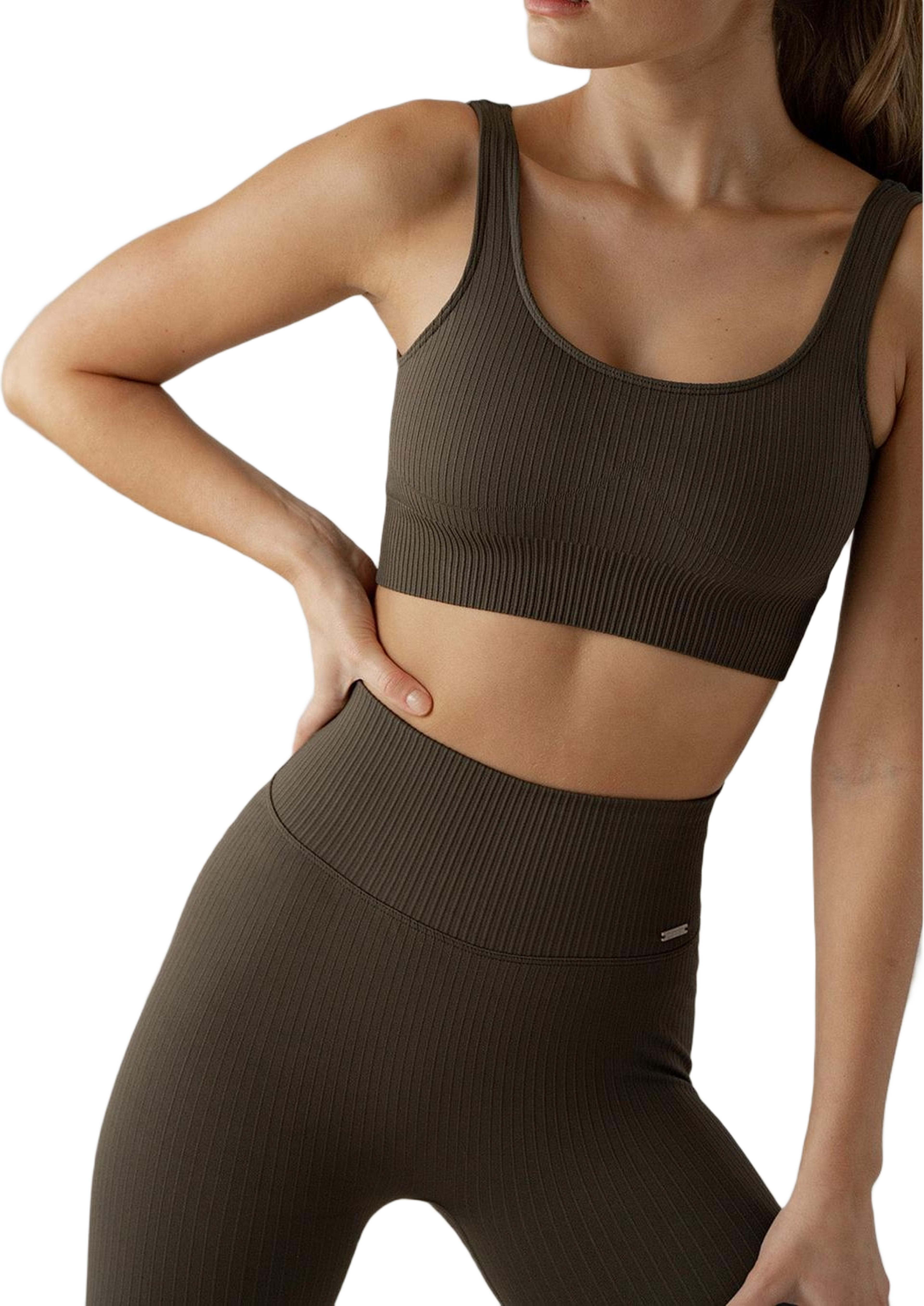 Khaki Ribbed Seamless Bra
