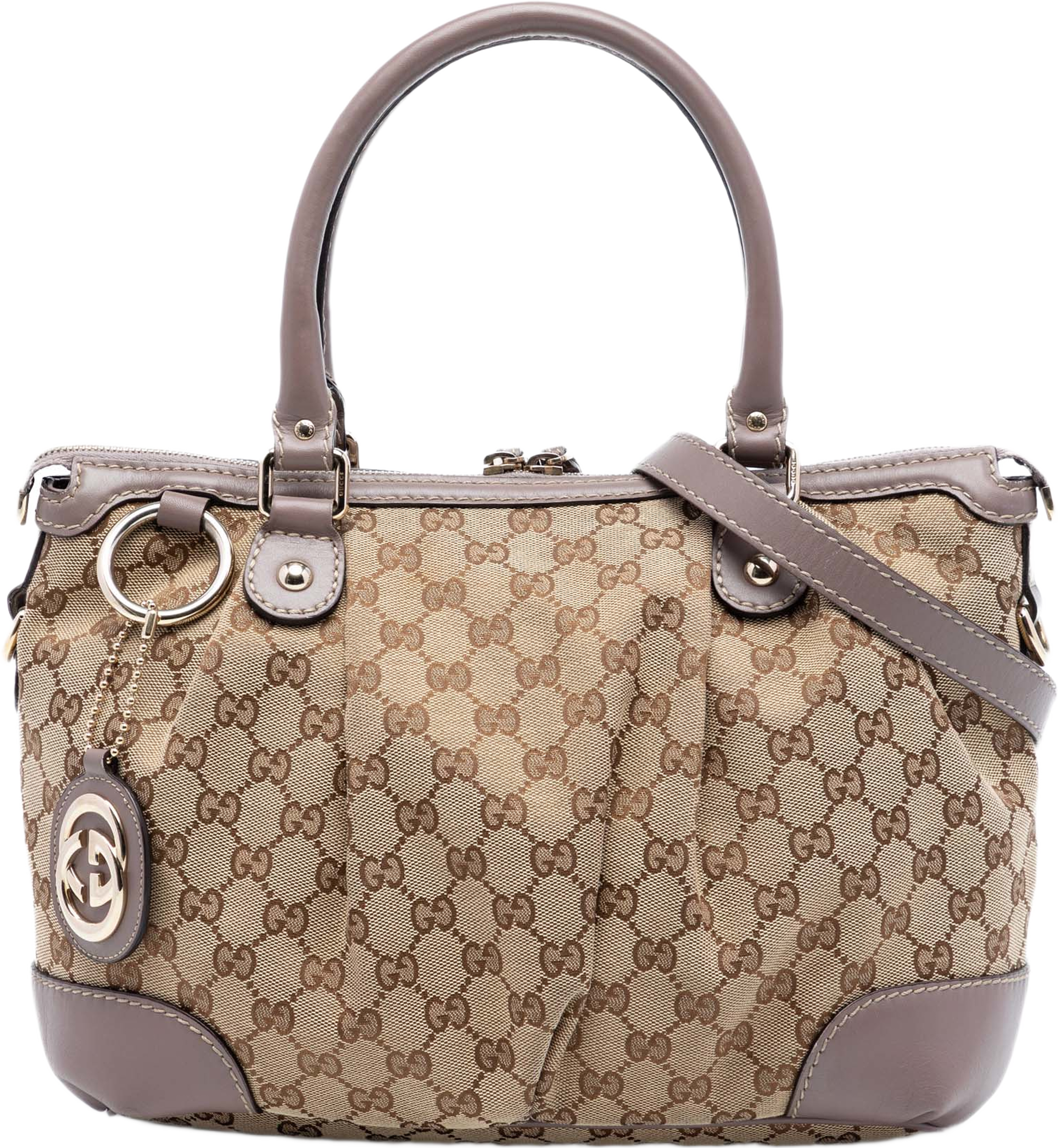 Gucci Gg Canvas Sukey Satchel, från Luxclusif, i färgen beige. Klicka för att öppna bilden i stort format