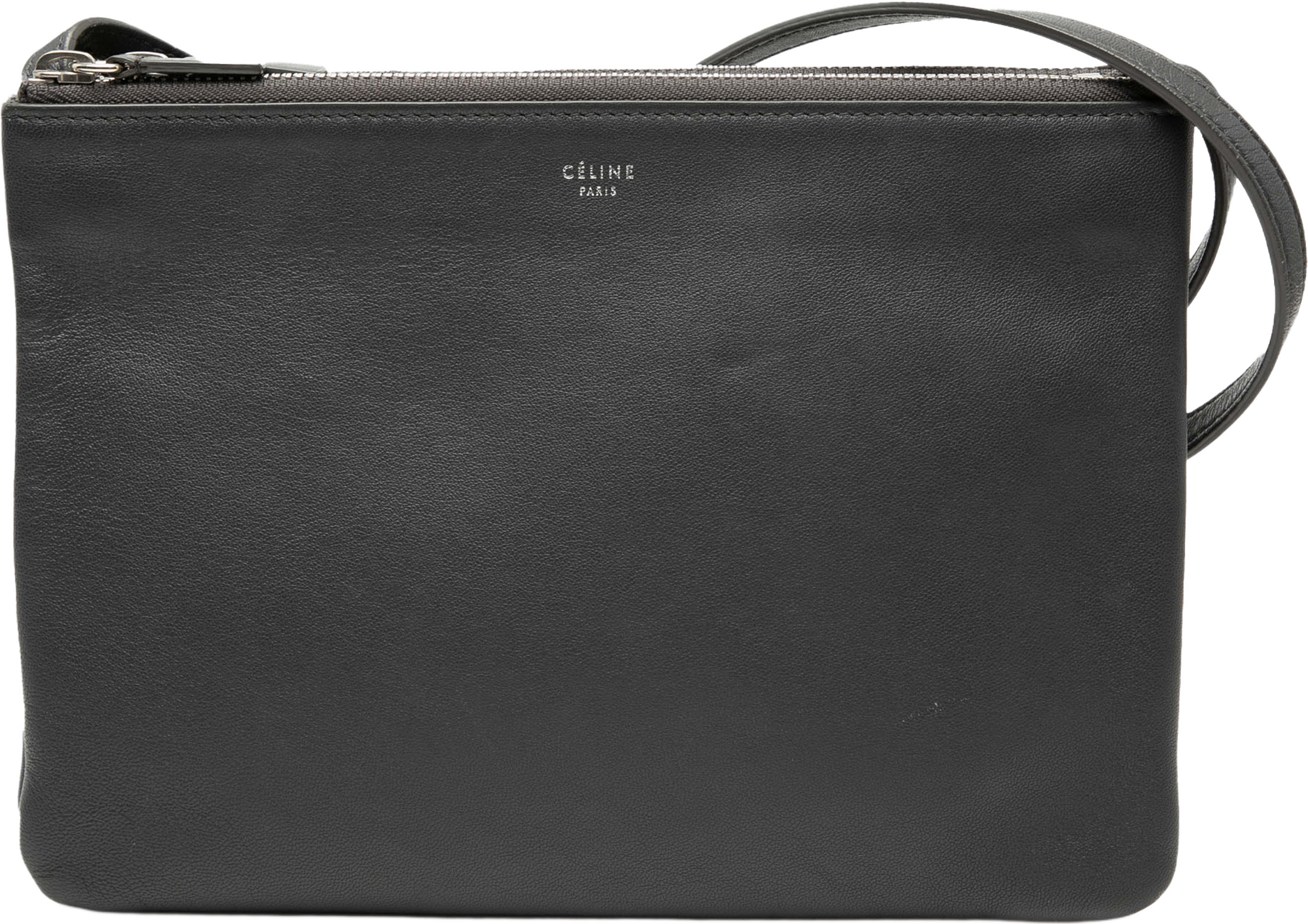 Celine Large Lambskin Trio Crossbody, från Luxclusif, i färgen black. Klicka för att öppna bilden i stort format