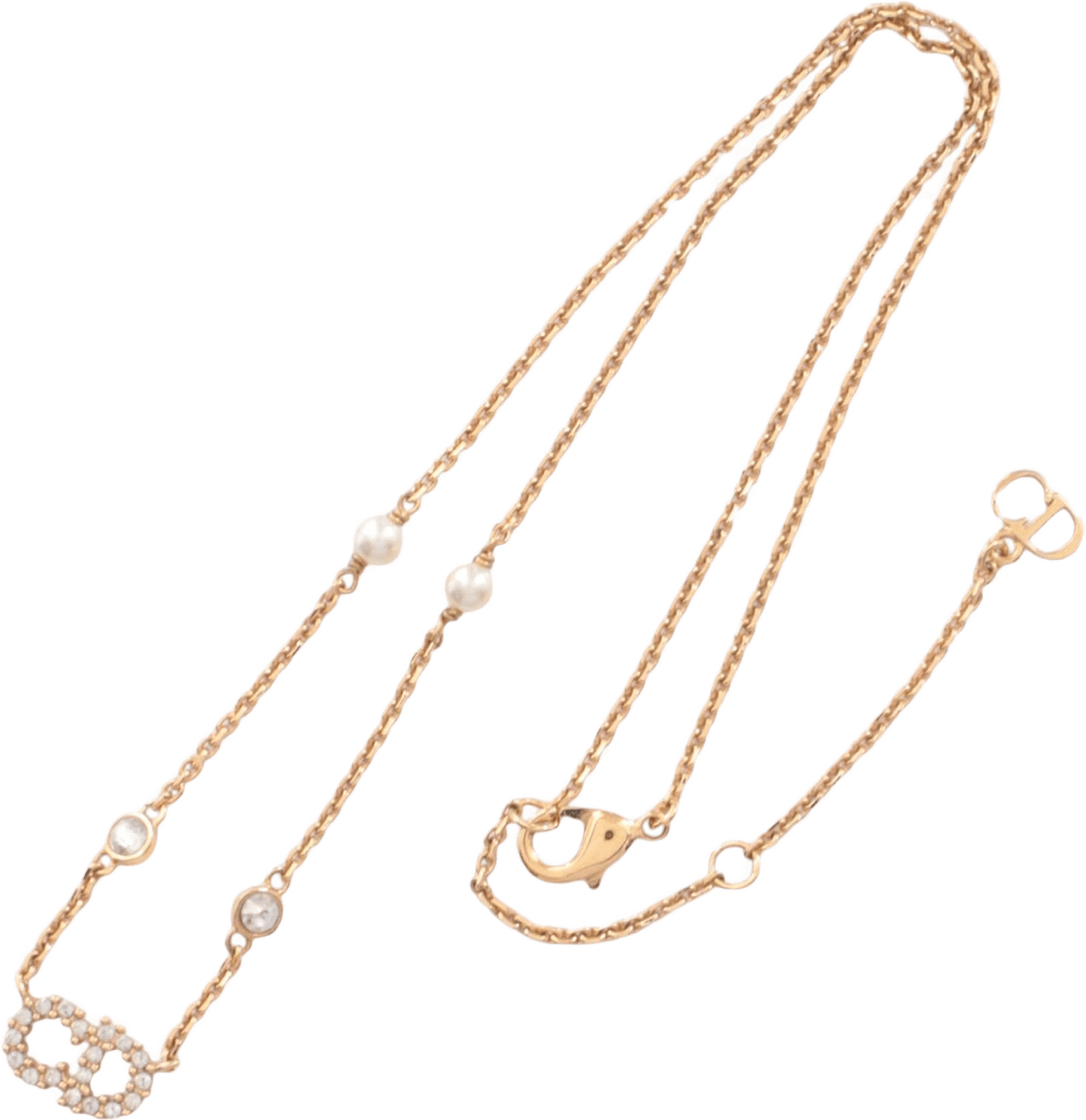 Dior Gold Plated Faux Pearl And Rhinestone Clair D Lune Pendant Necklace, från Luxclusif, i färgen gold. Klicka för att öppna bilden i stort format