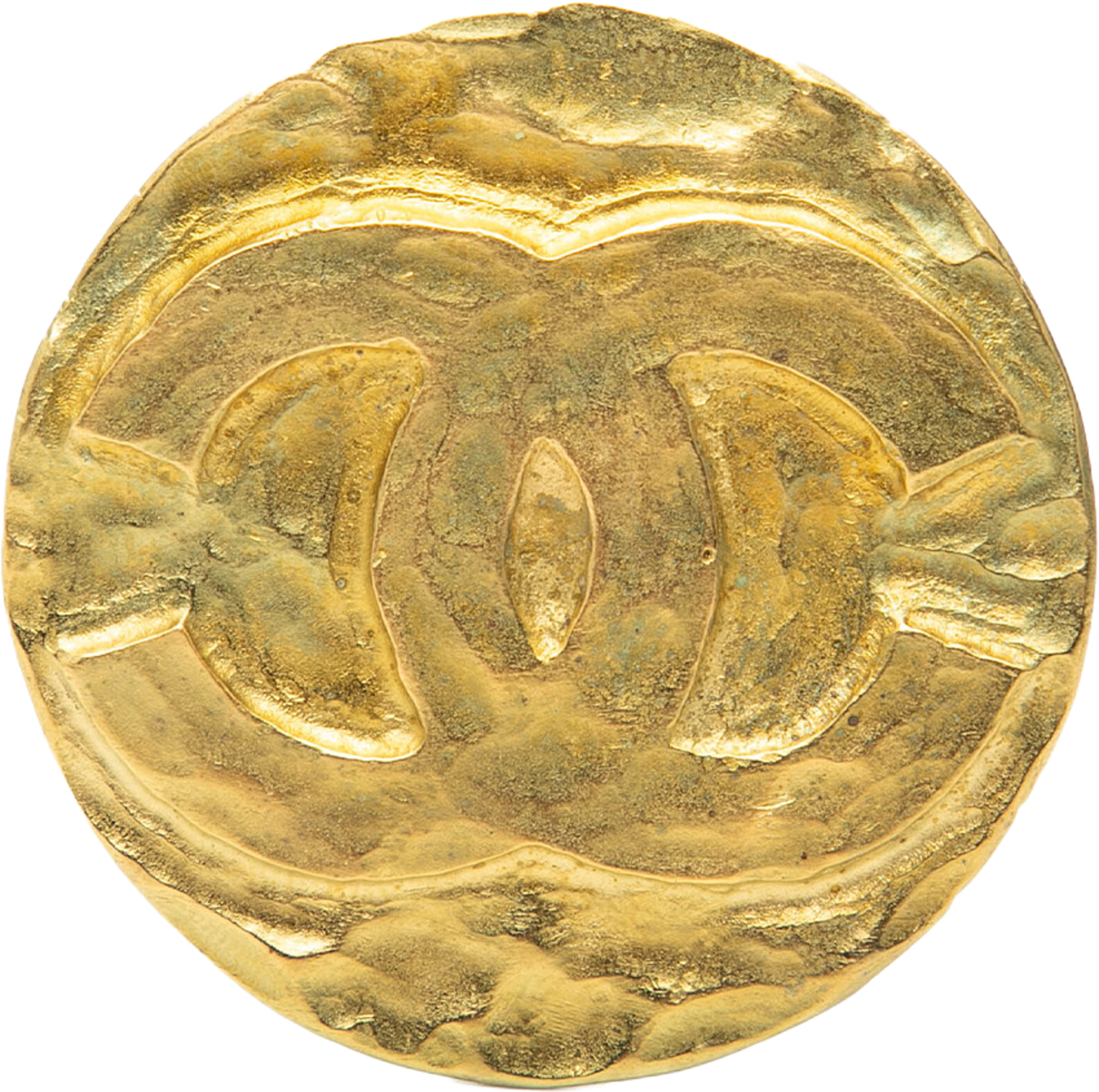 Chanel Cc Gold Plated Round Brooch, från Luxclusif, i färgen gold. Klicka för att öppna bilden i stort format