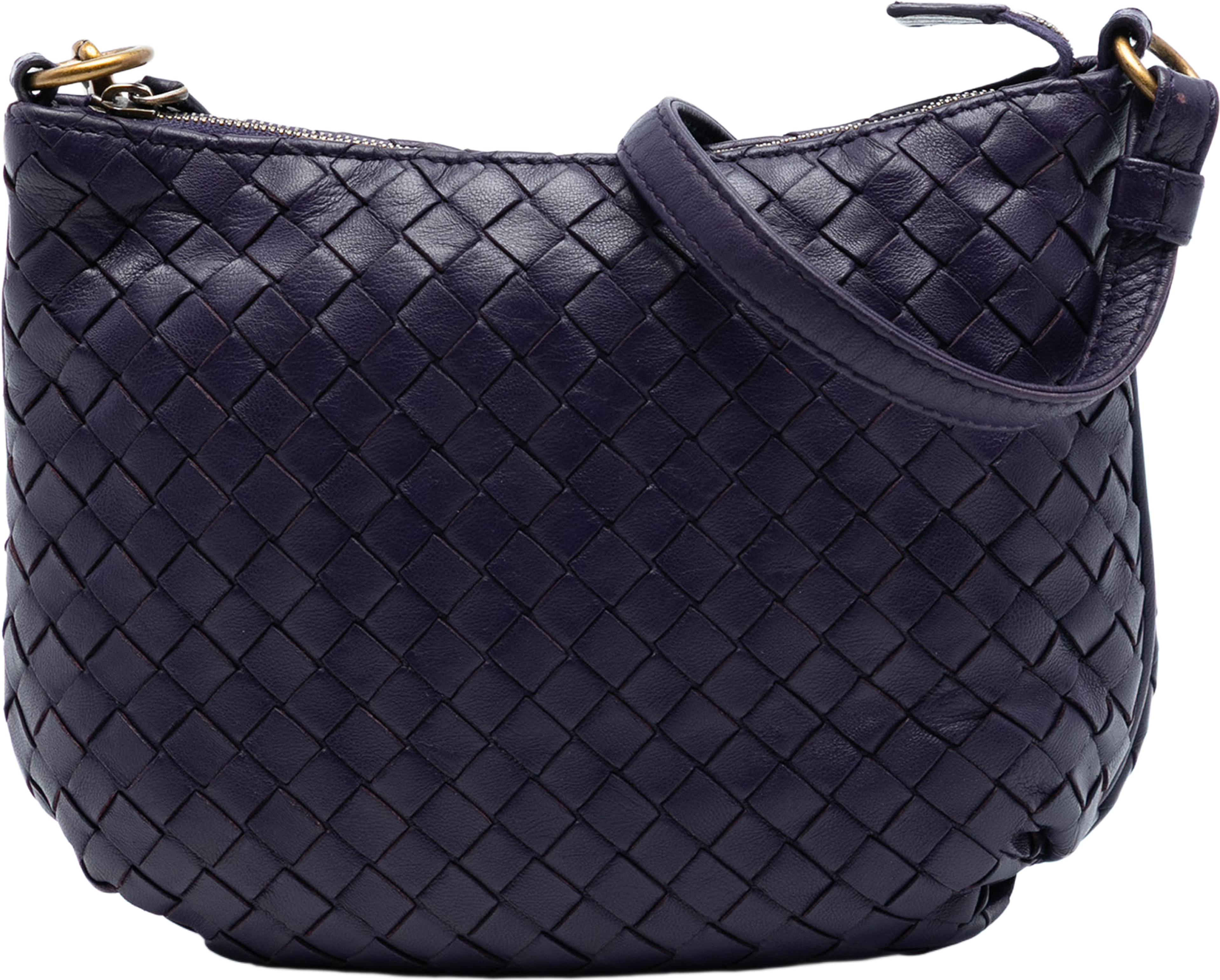 Bottega Veneta Nappa Intrecciato Crossbody, från Luxclusif, i färgen violet. Klicka för att öppna bilden i stort format