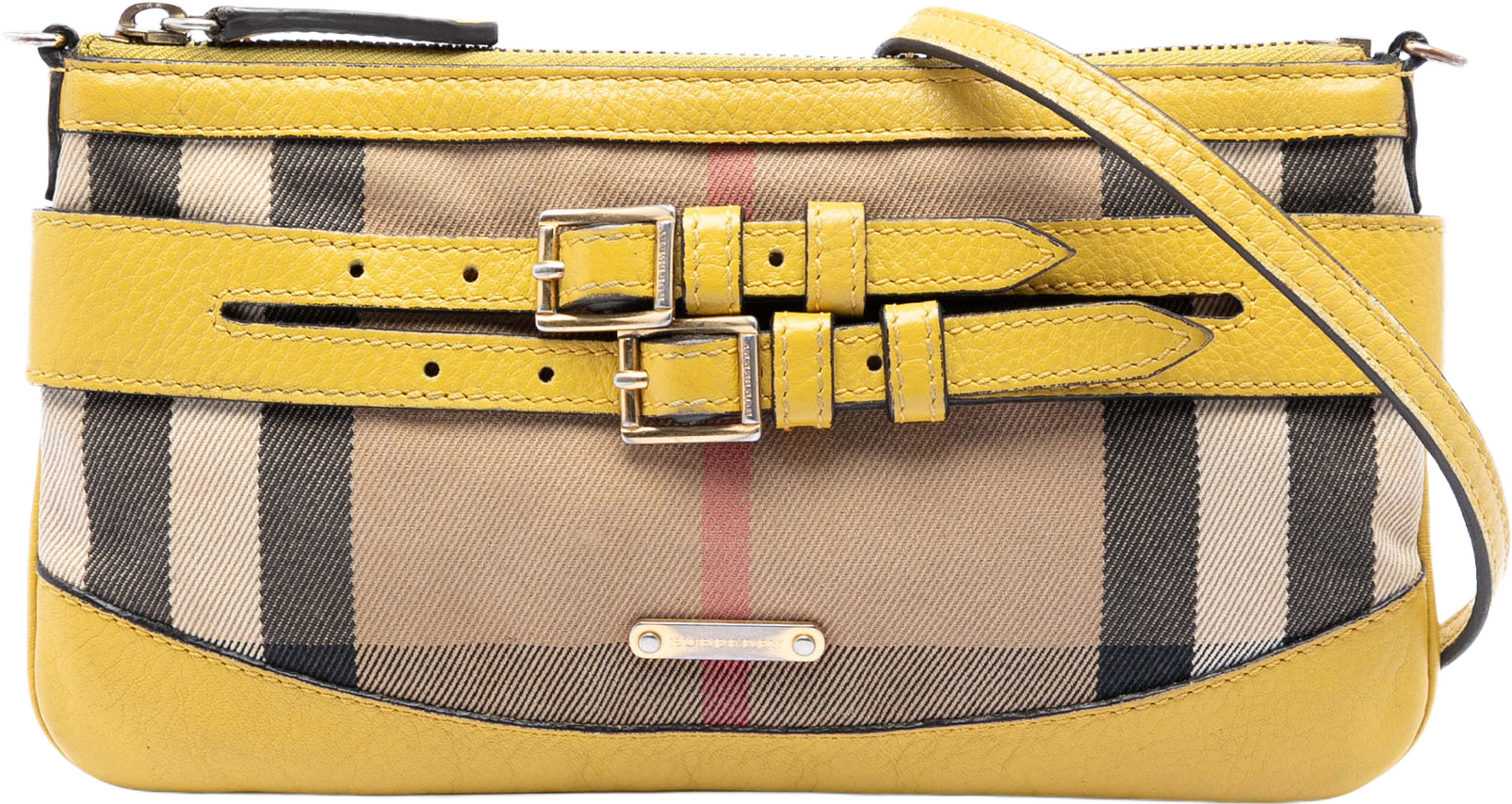 Burberry House Check Canvas Bridle Langford Crossbody, från Luxclusif, i färgen beige. Klicka för att öppna bilden i stort format