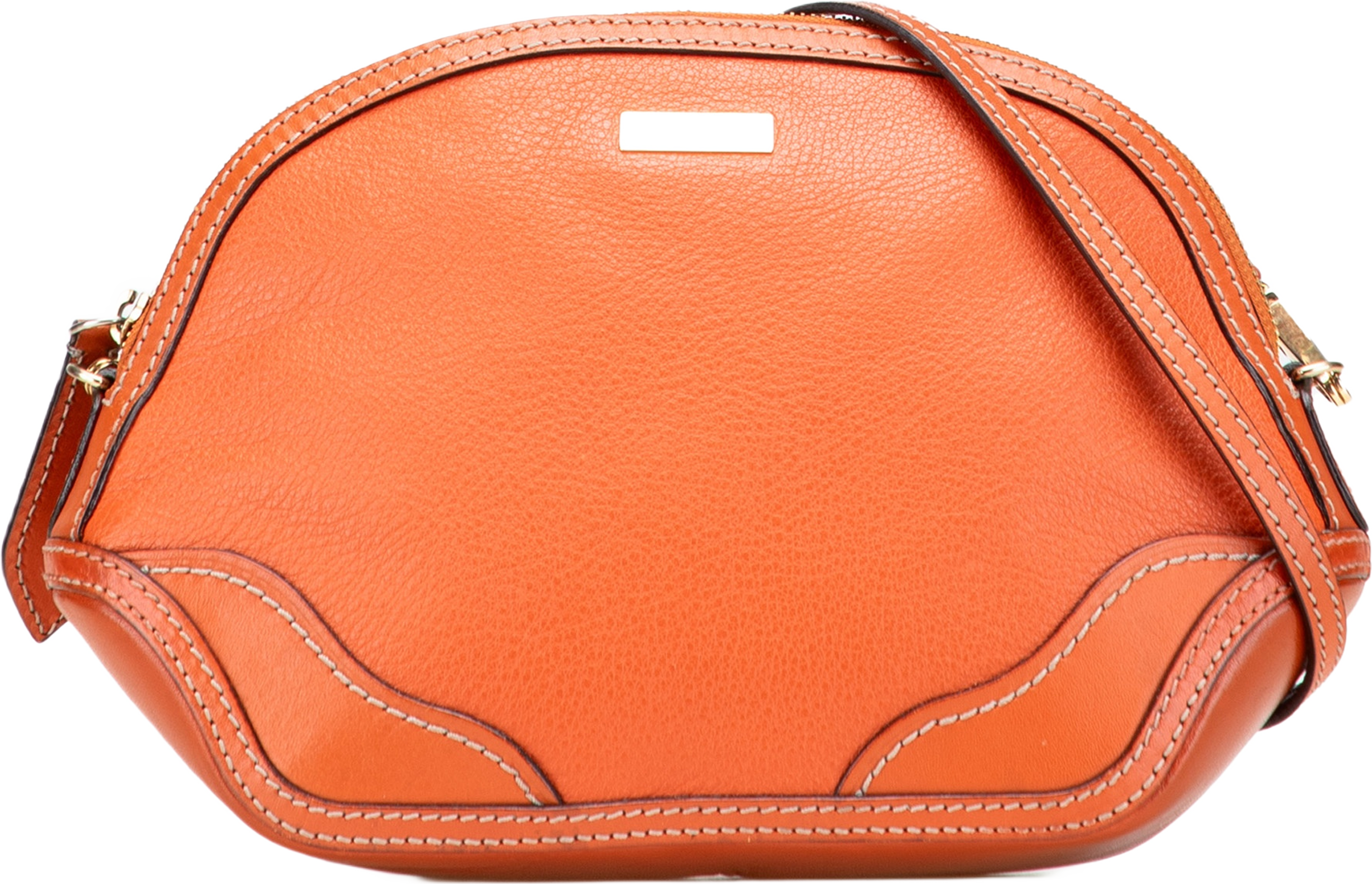 Burberry Grained Calfskin Crossbody, från Luxclusif, i färgen orange. Klicka för att öppna bilden i stort format