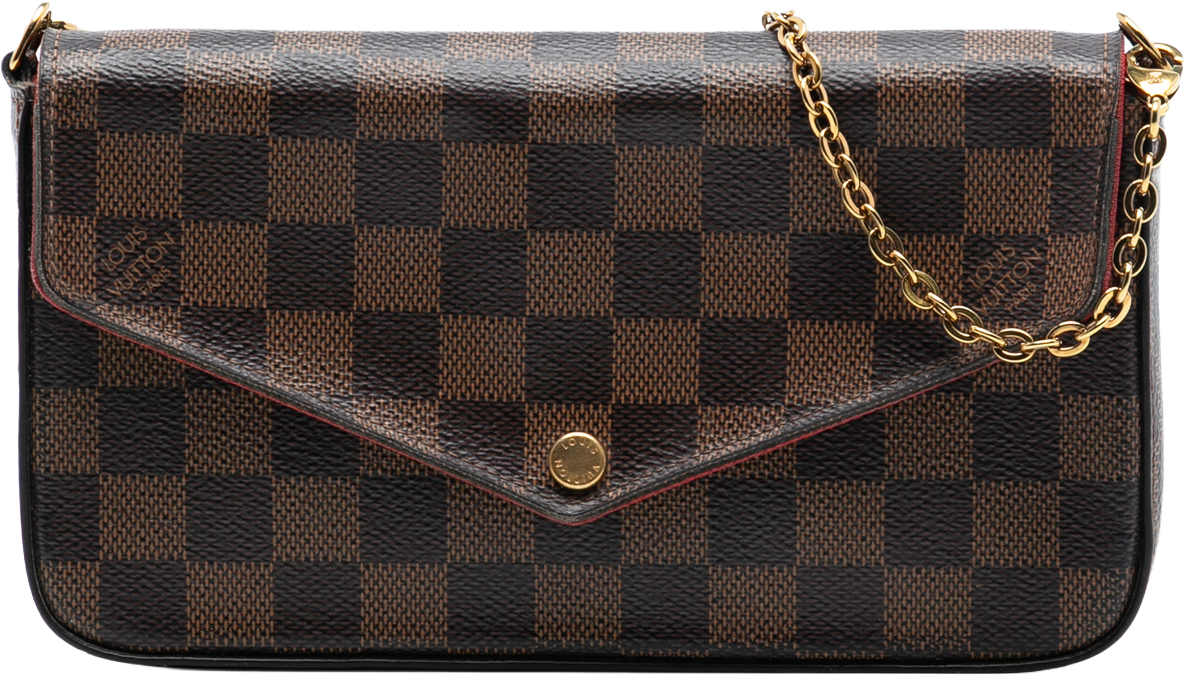 Louis Vuitton Damier Ebene Pochette Felicie, från Luxclusif, i färgen brown. Klicka för att öppna bilden i stort format