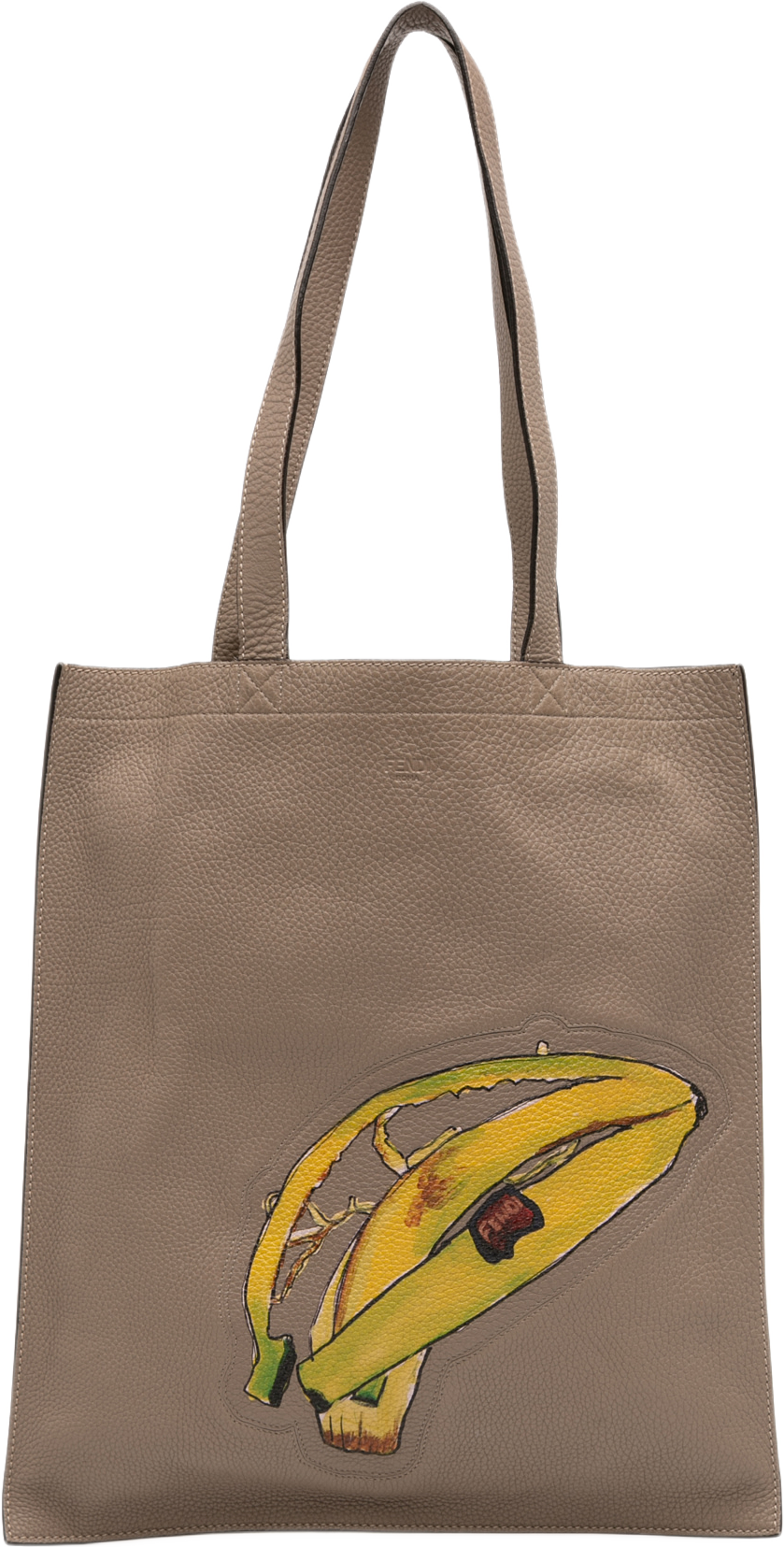 Fendi Sue Tilley Leather Banana Shopper Tote, från Luxclusif, i färgen taupe. Klicka för att öppna bilden i stort format