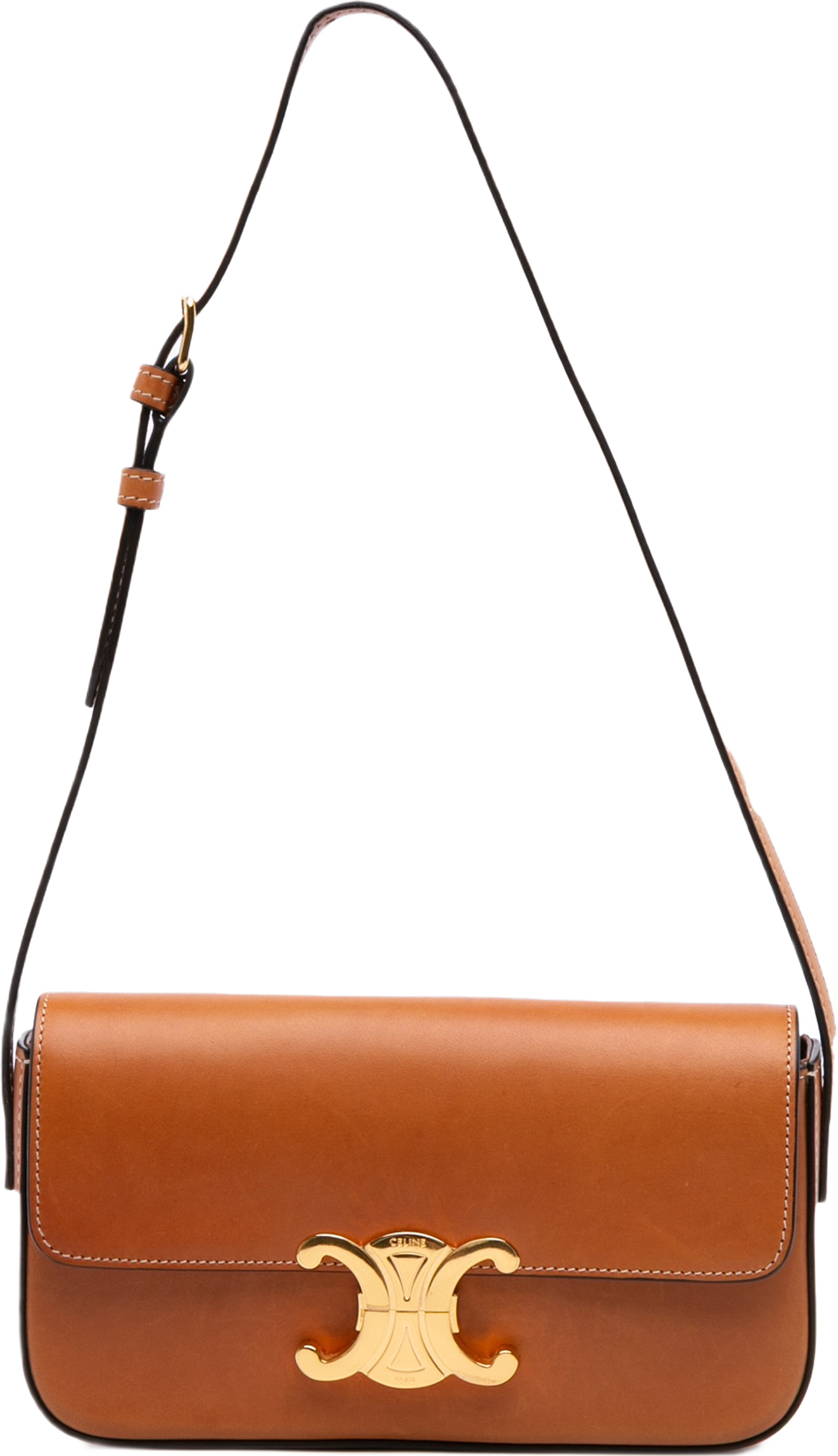 Celine Shiny Calfskin Claude Shoulder Bag, från Luxclusif, i färgen brown. Klicka för att öppna bilden i stort format