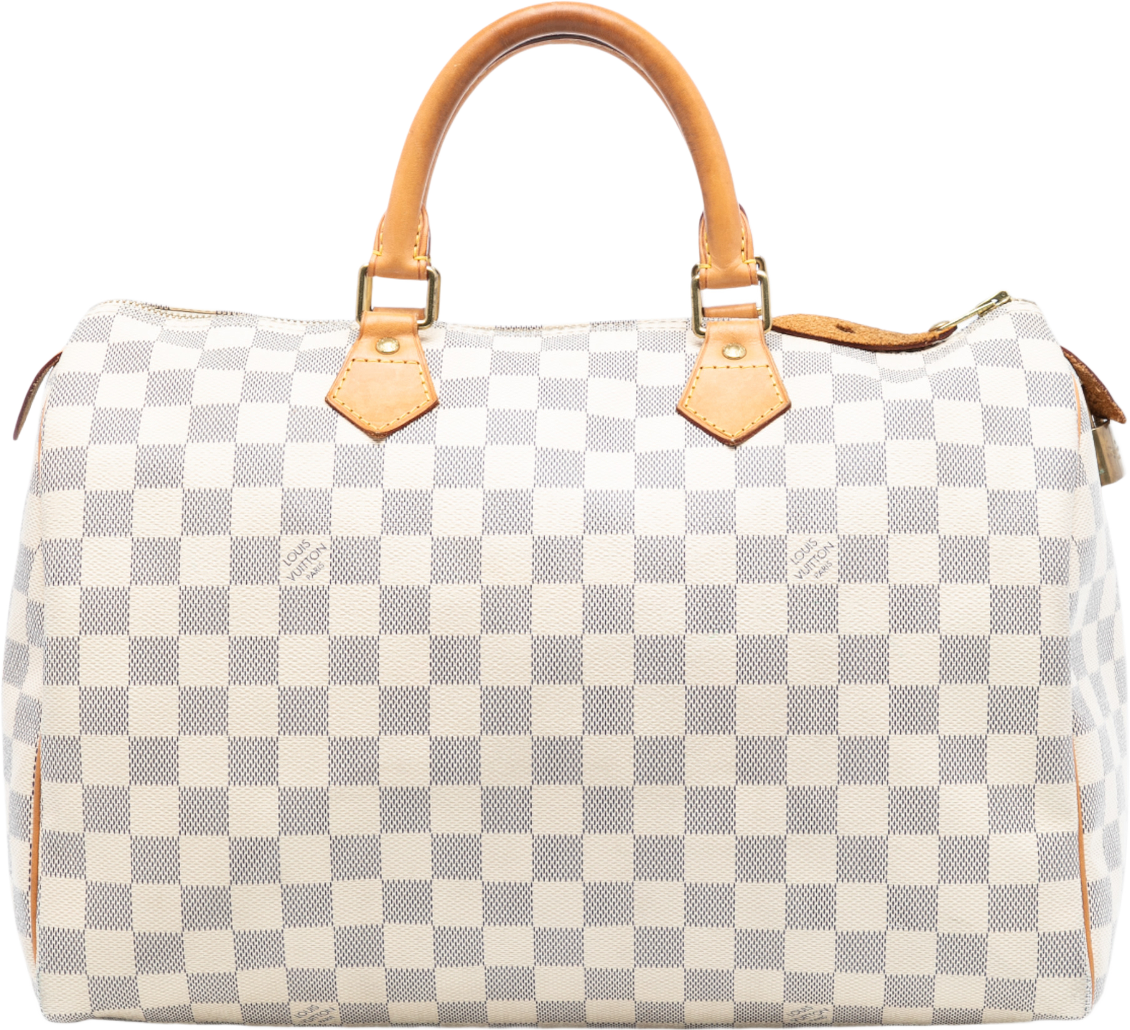 Louis Vuitton Damier Azur Speedy 35, från Luxclusif, i färgen white. Klicka för att öppna bilden i stort format