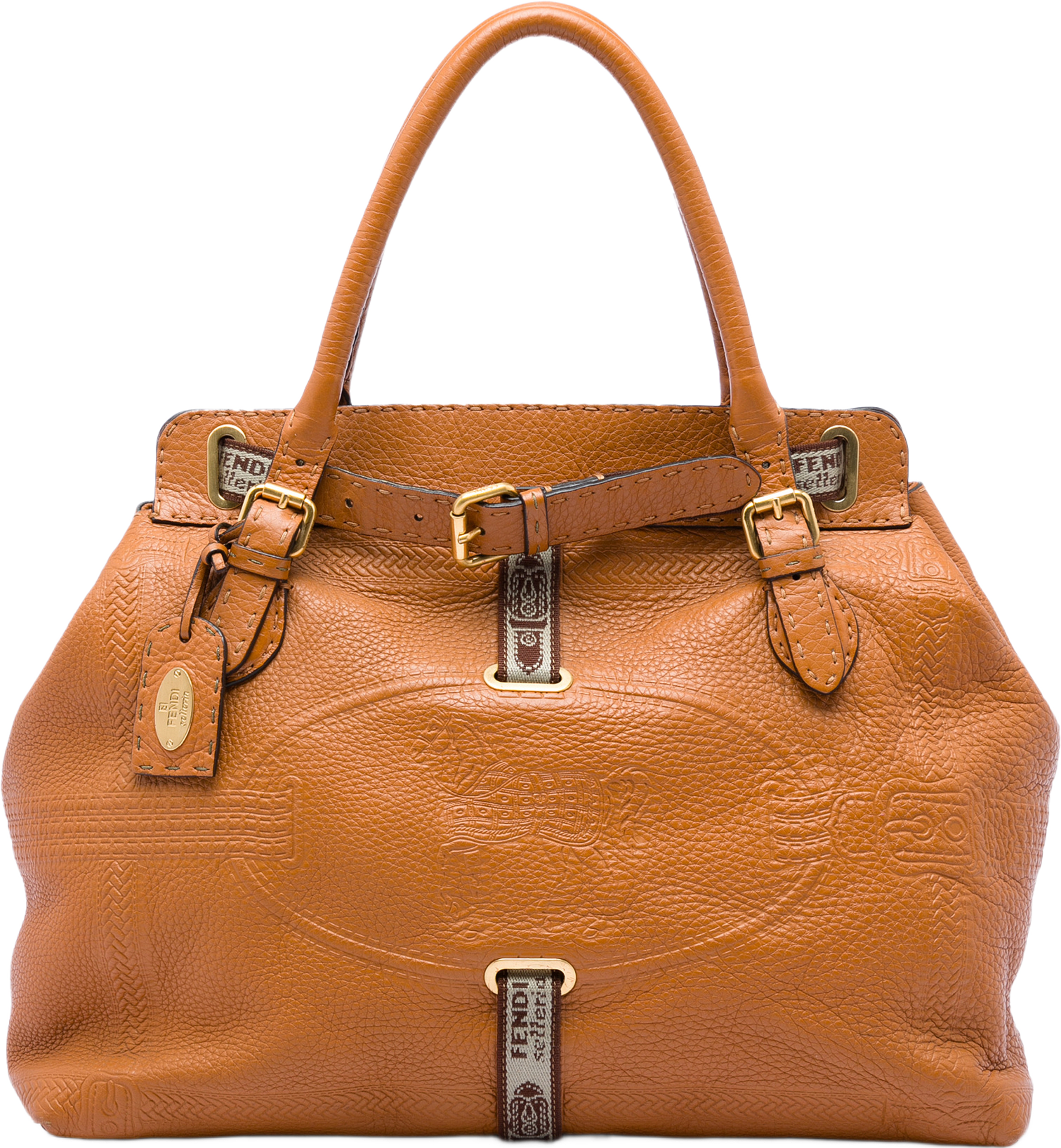 Fendi Large Leather Selleria Villa Borghese Tote, från Luxclusif, i färgen brun. Klicka för att öppna bilden i stort format