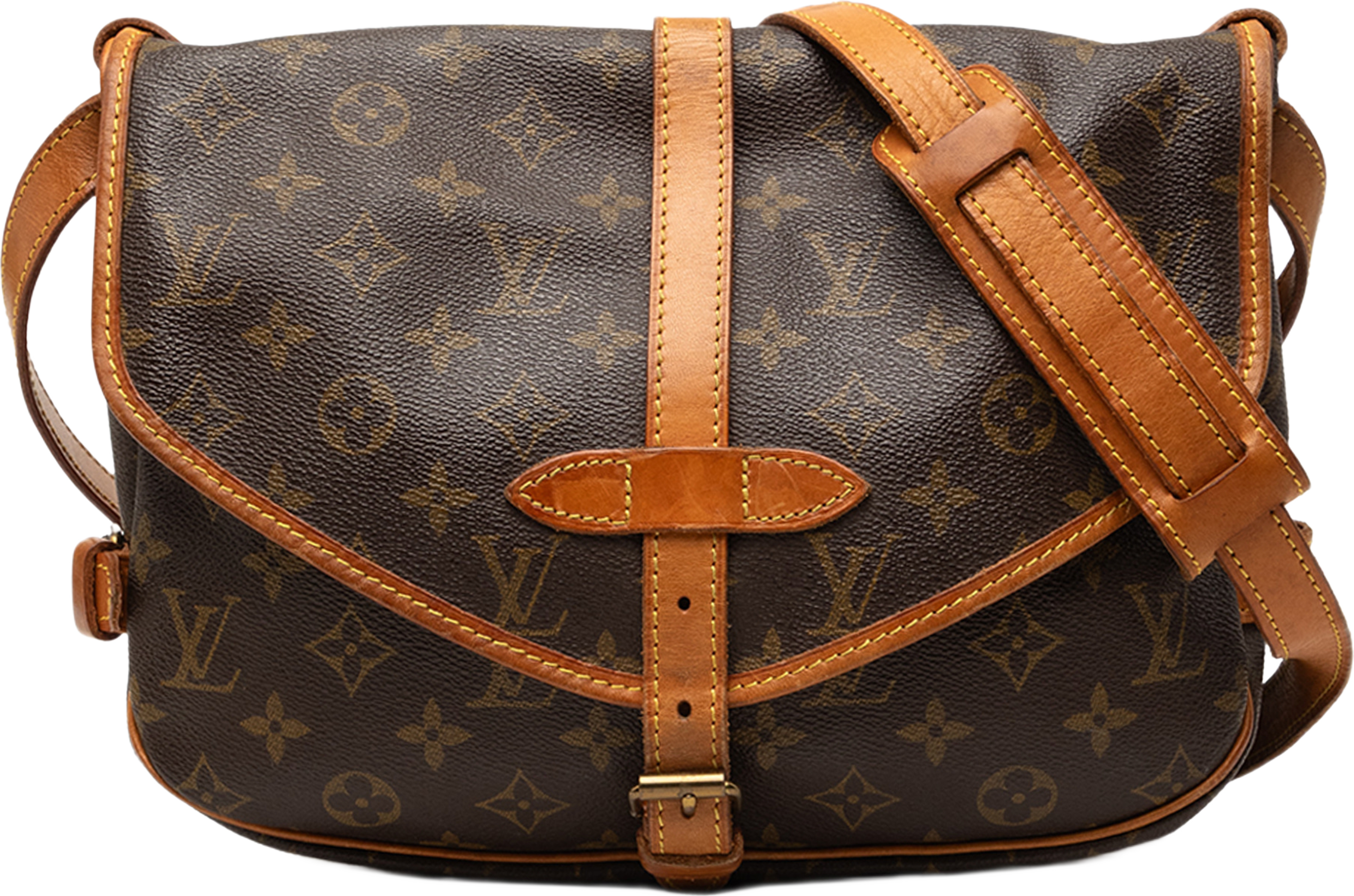 Louis Vuitton Monogram Saumur 25, från Luxclusif, i färgen brun. Klicka för att öppna bilden i stort format