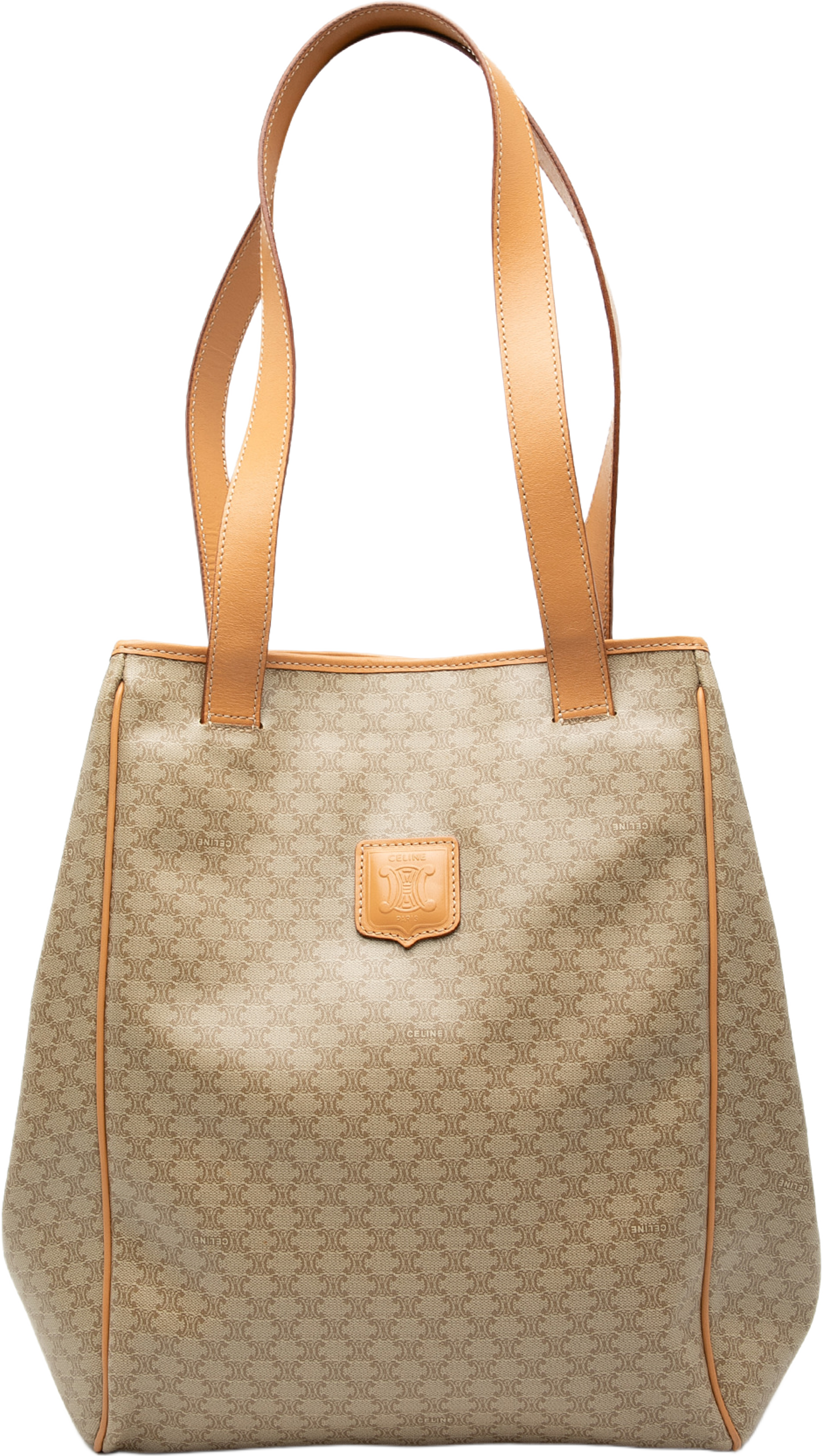 Celine Macadam Coated Canvas Tote, från Luxclusif, i färgen beige. Klicka för att öppna bilden i stort format