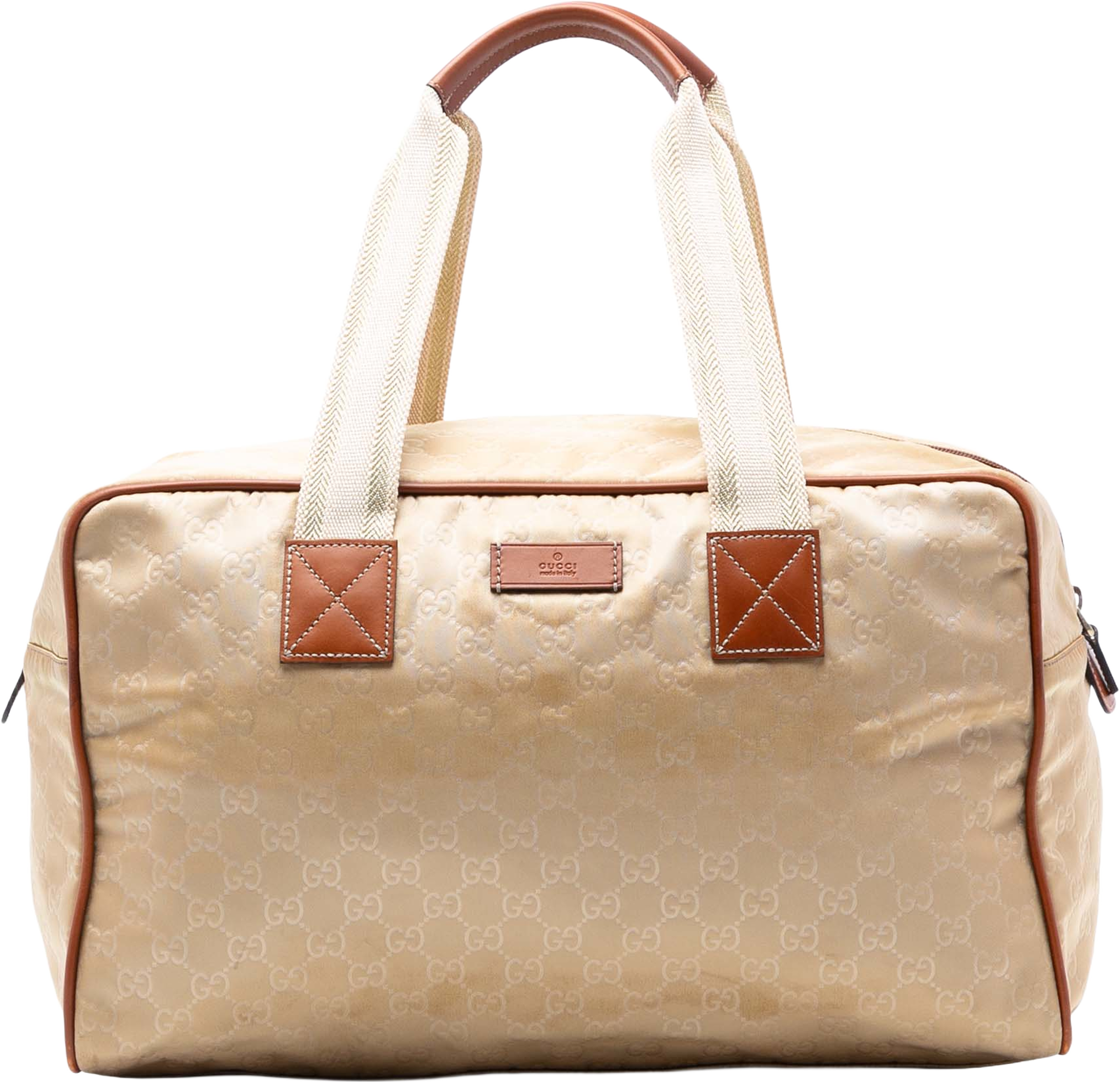 Gucci Gg Nylon Web Travel Bag, från Luxclusif, i färgen brown. Klicka för att öppna bilden i stort format