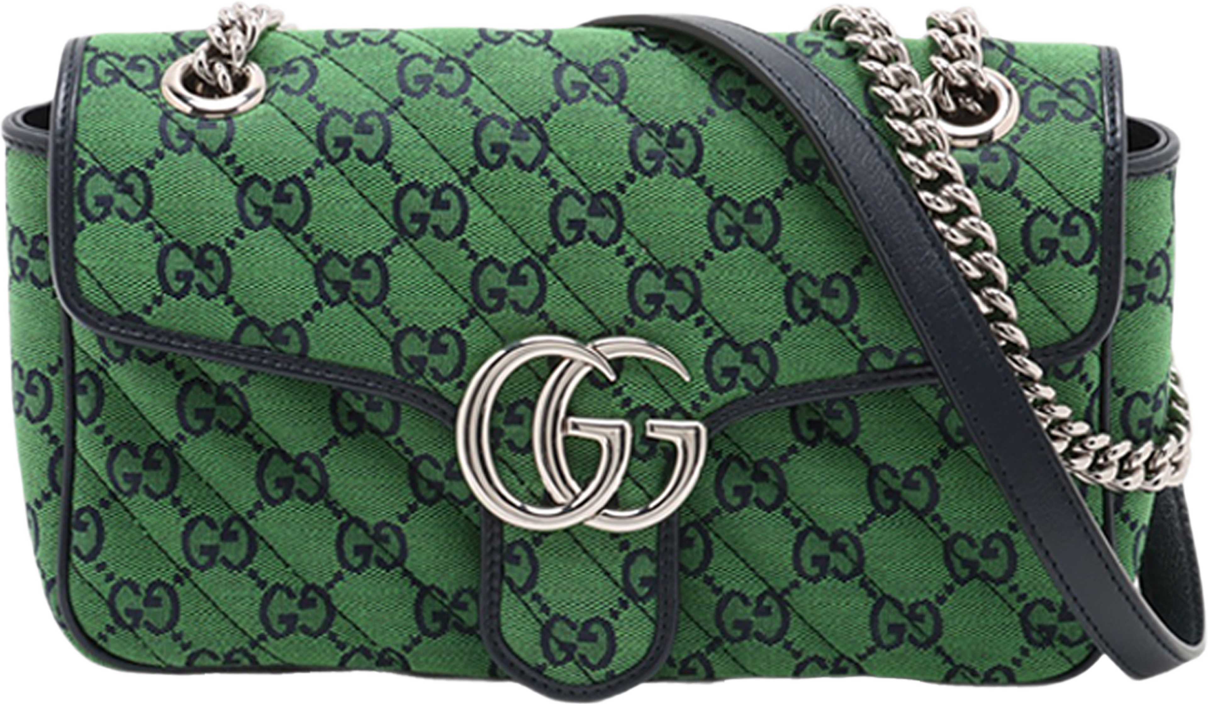 Gucci Medium Gg Marmont Matelasse Diagonal Gg Canvas Shoulder Bag, från Luxclusif, i färgen green. Klicka för att öppna bilden i stort format