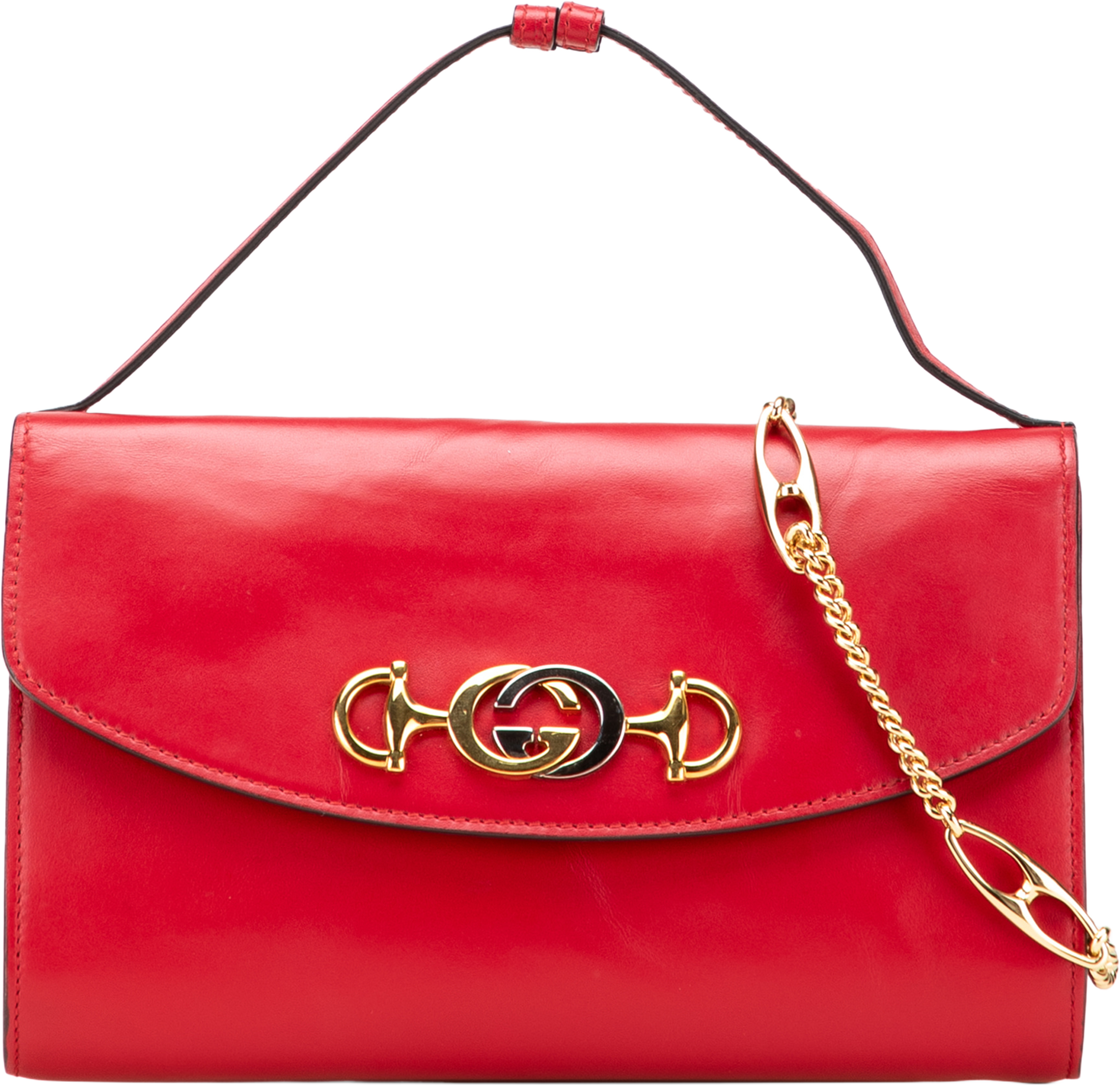 Gucci Small Leather Zumi Satchel, från Luxclusif, i färgen red. Klicka för att öppna bilden i stort format
