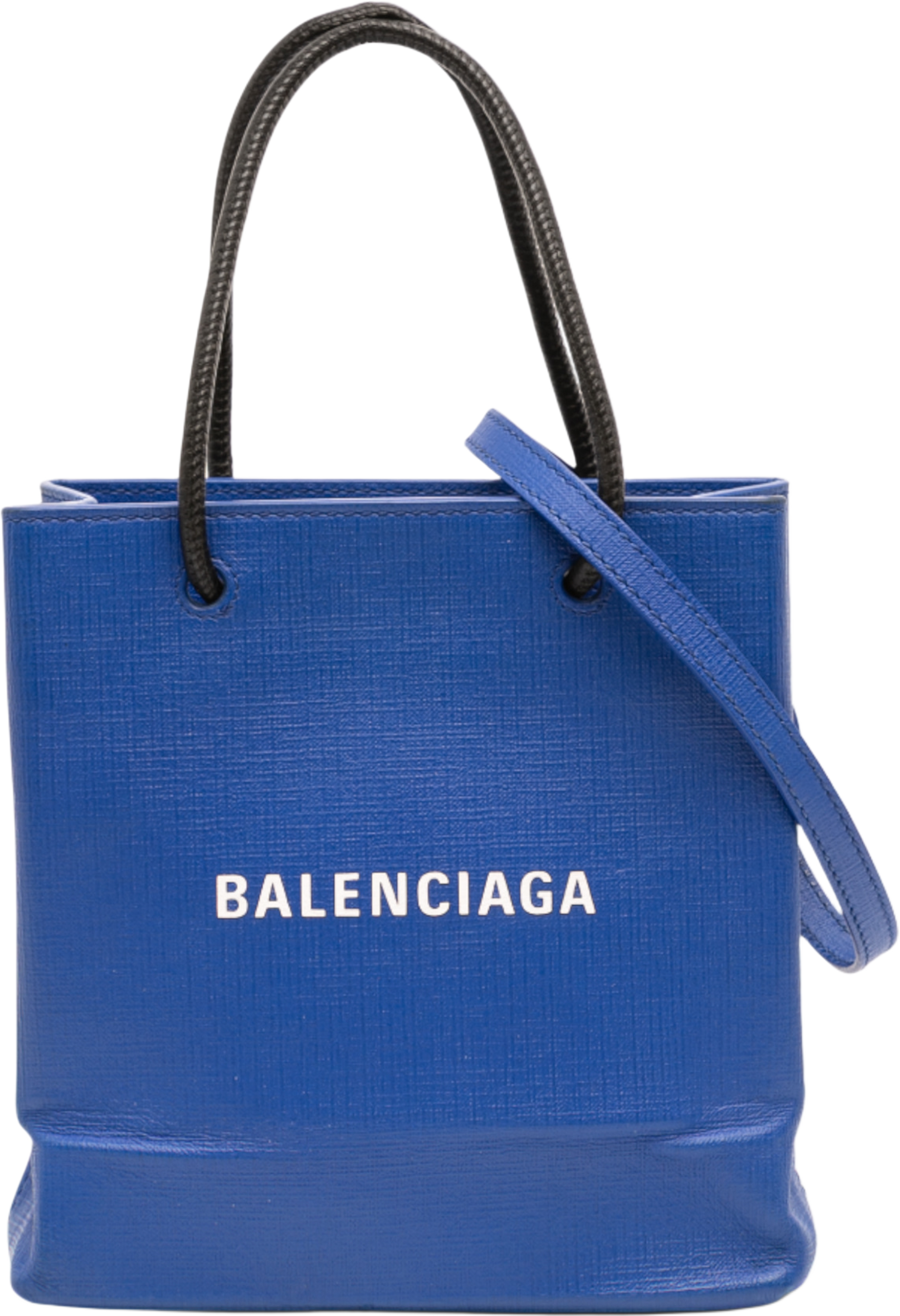 Balenciaga Xxs Leather Logo Shopping Tote, från Luxclusif, i färgen blue. Klicka för att öppna bilden i stort format