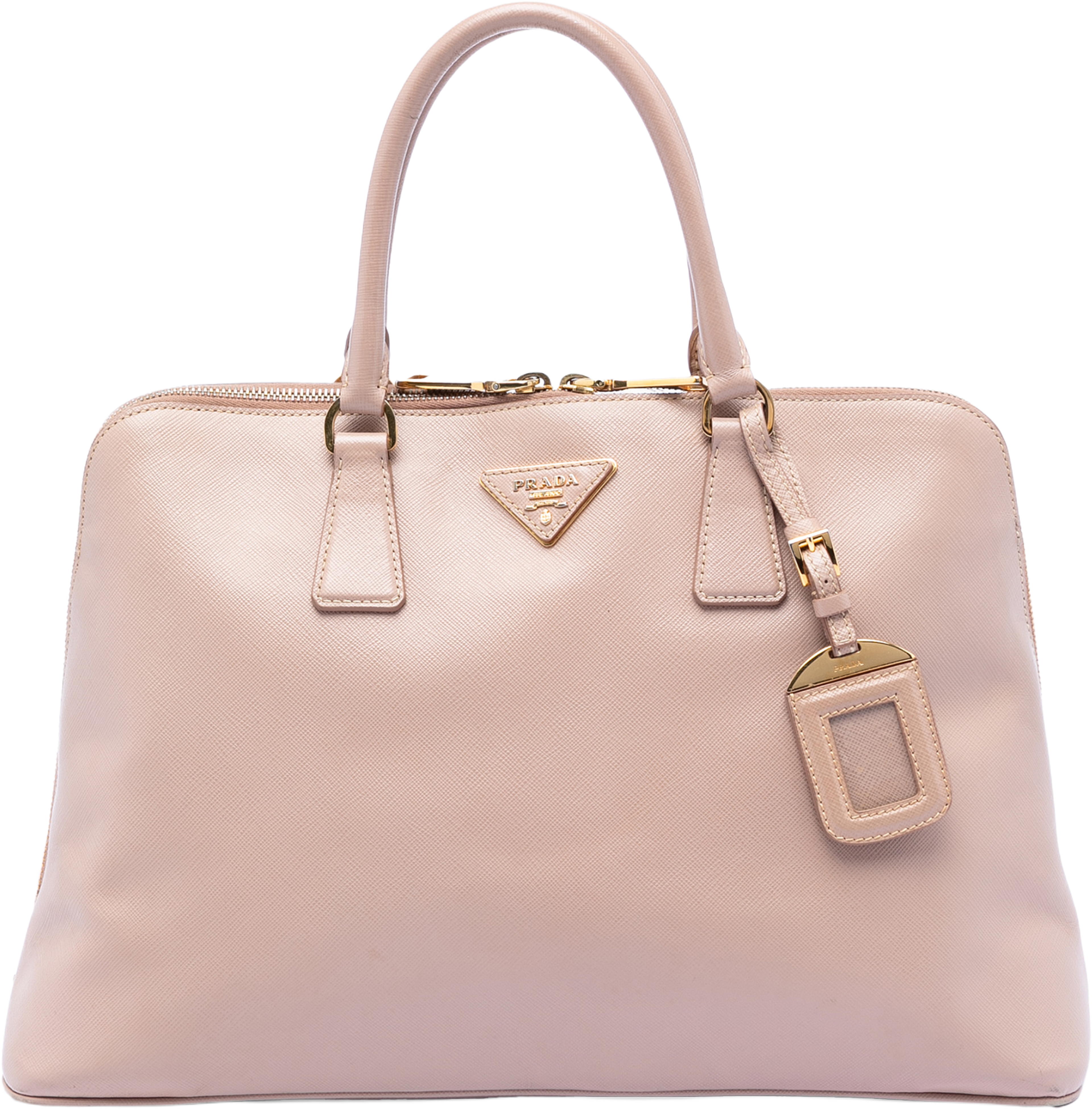 Prada Large Saffiano Lux Promenade Satchel, från Luxclusif, i färgen nude. Klicka för att öppna bilden i stort format