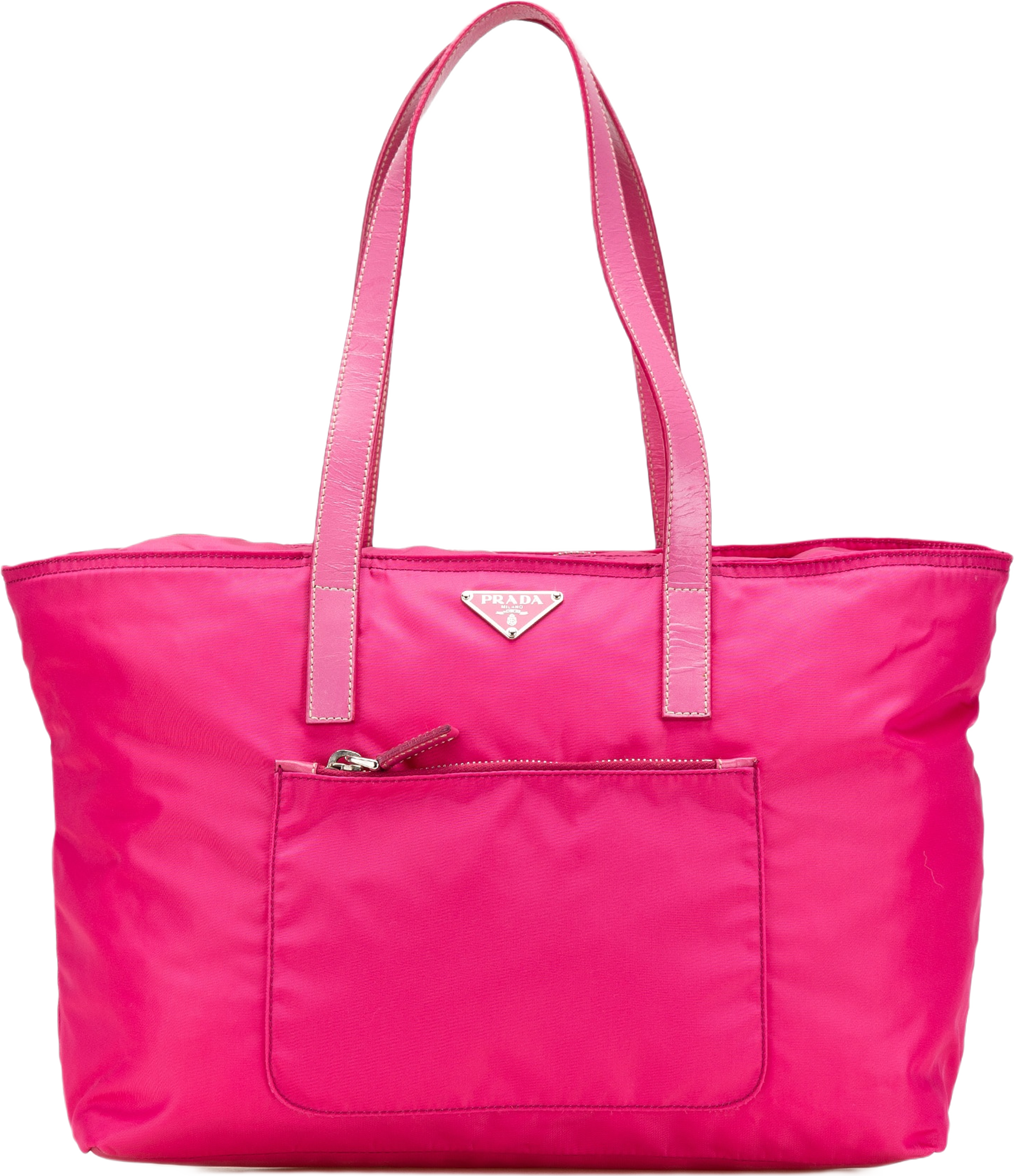 Prada Tessuto Zip Tote, från Luxclusif, i färgen hot pink. Klicka för att öppna bilden i stort format