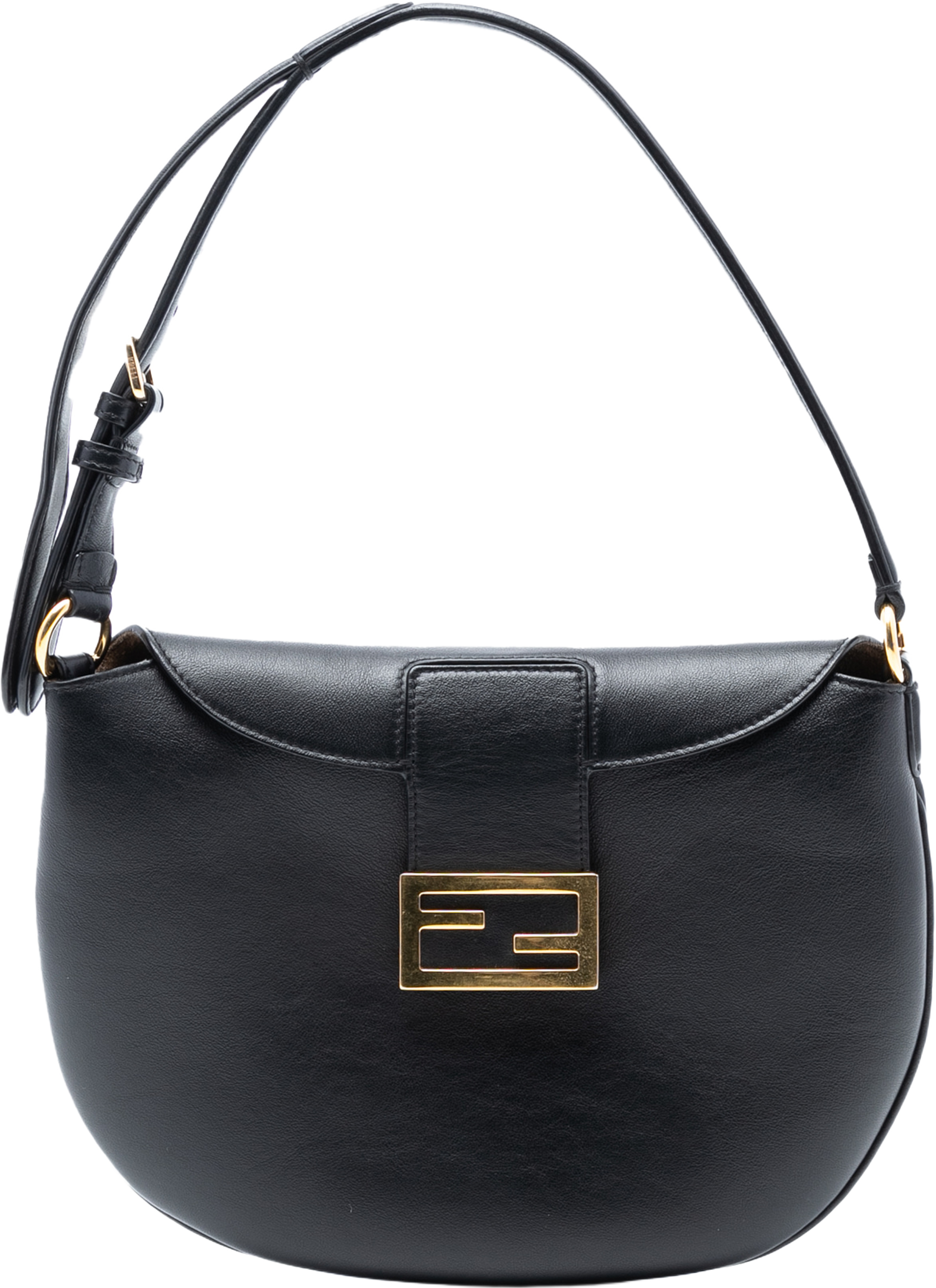 Fendi Small Leather Croissant Hobo Bag, från Luxclusif, i färgen black. Klicka för att öppna bilden i stort format