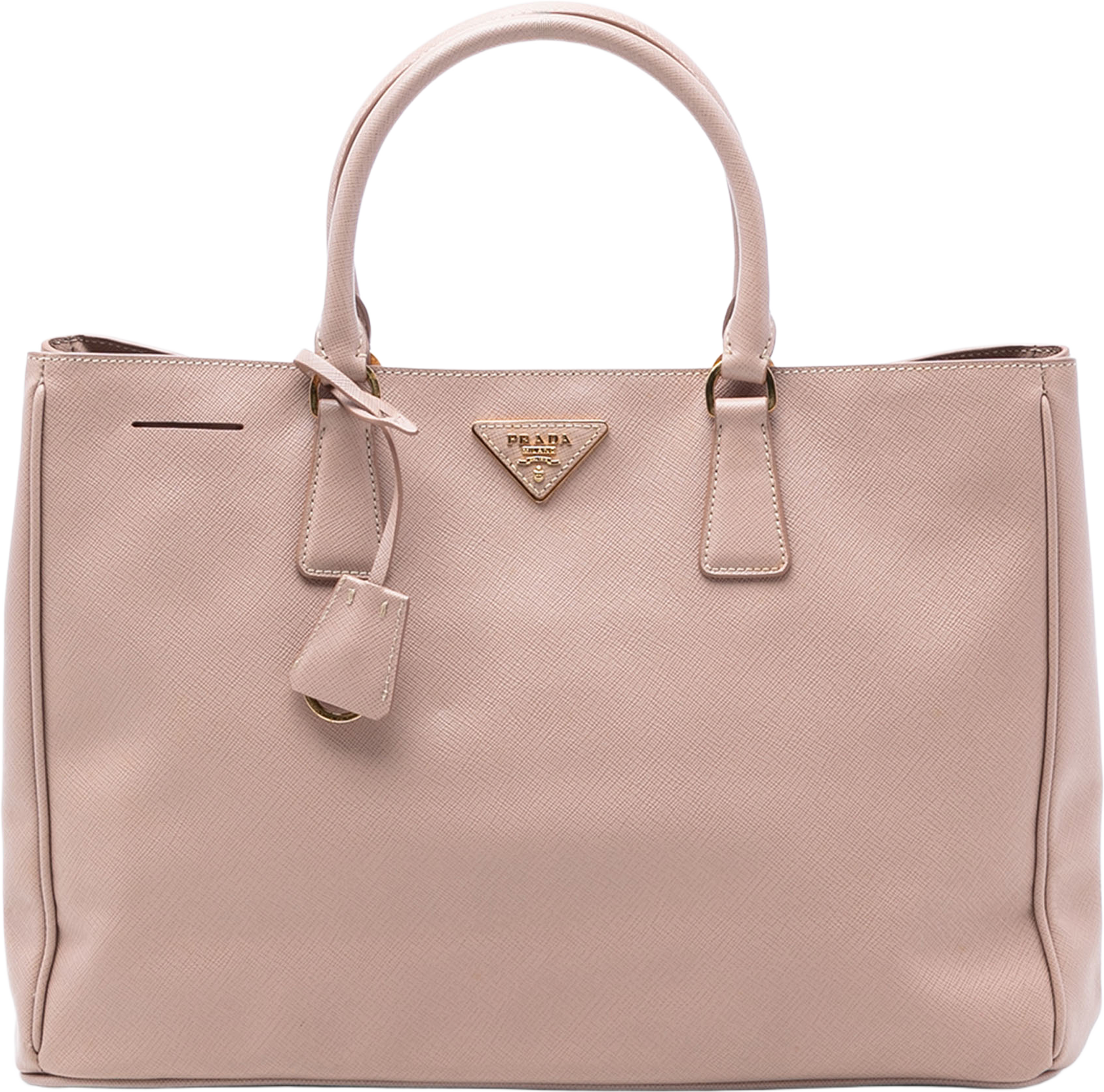 Prada Large Saffiano Lux Galleria Double Zip Tote, från Luxclusif, i färgen nude. Klicka för att öppna bilden i stort format
