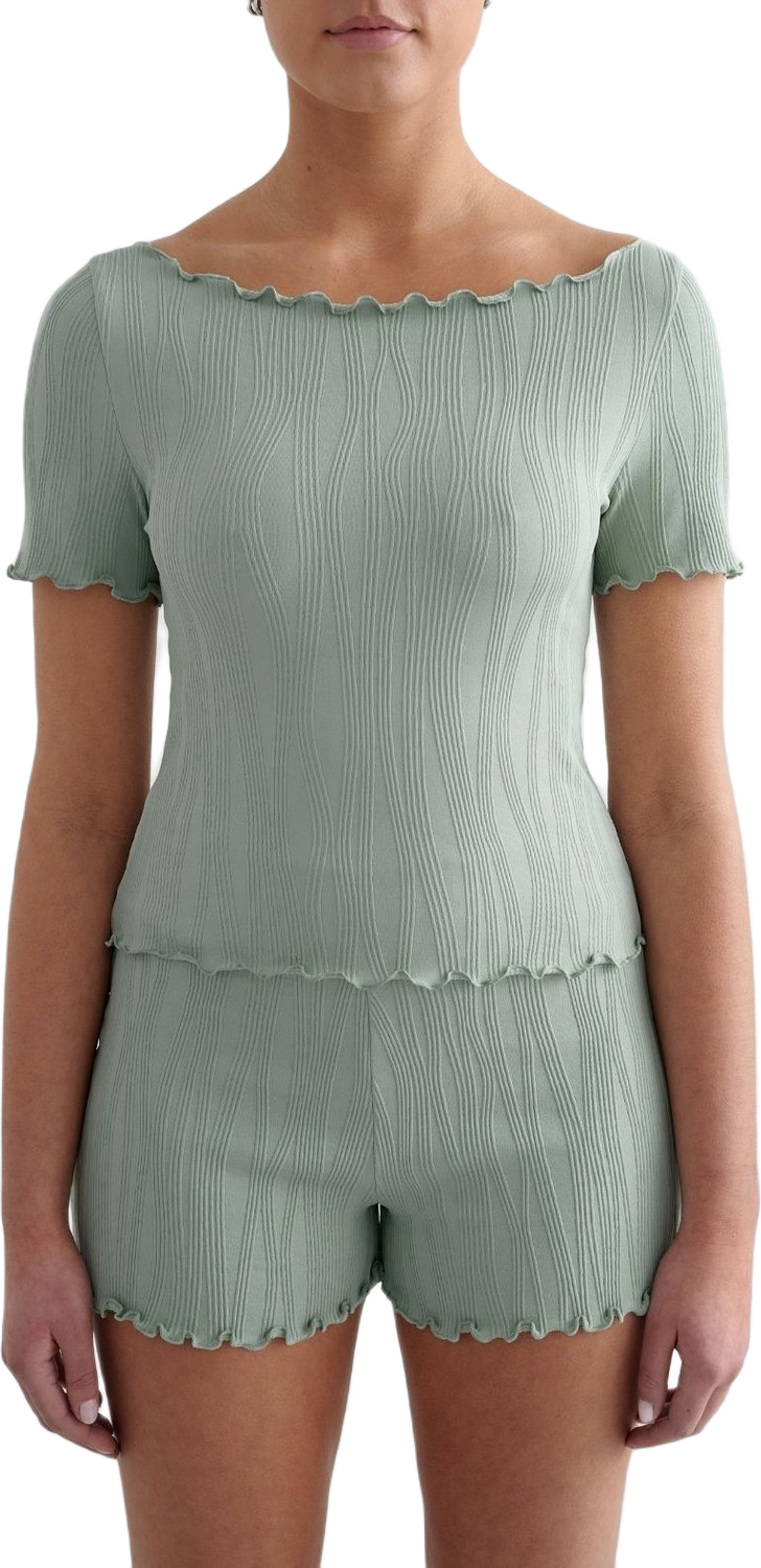 Aqua Tulip Short Sleeve Top