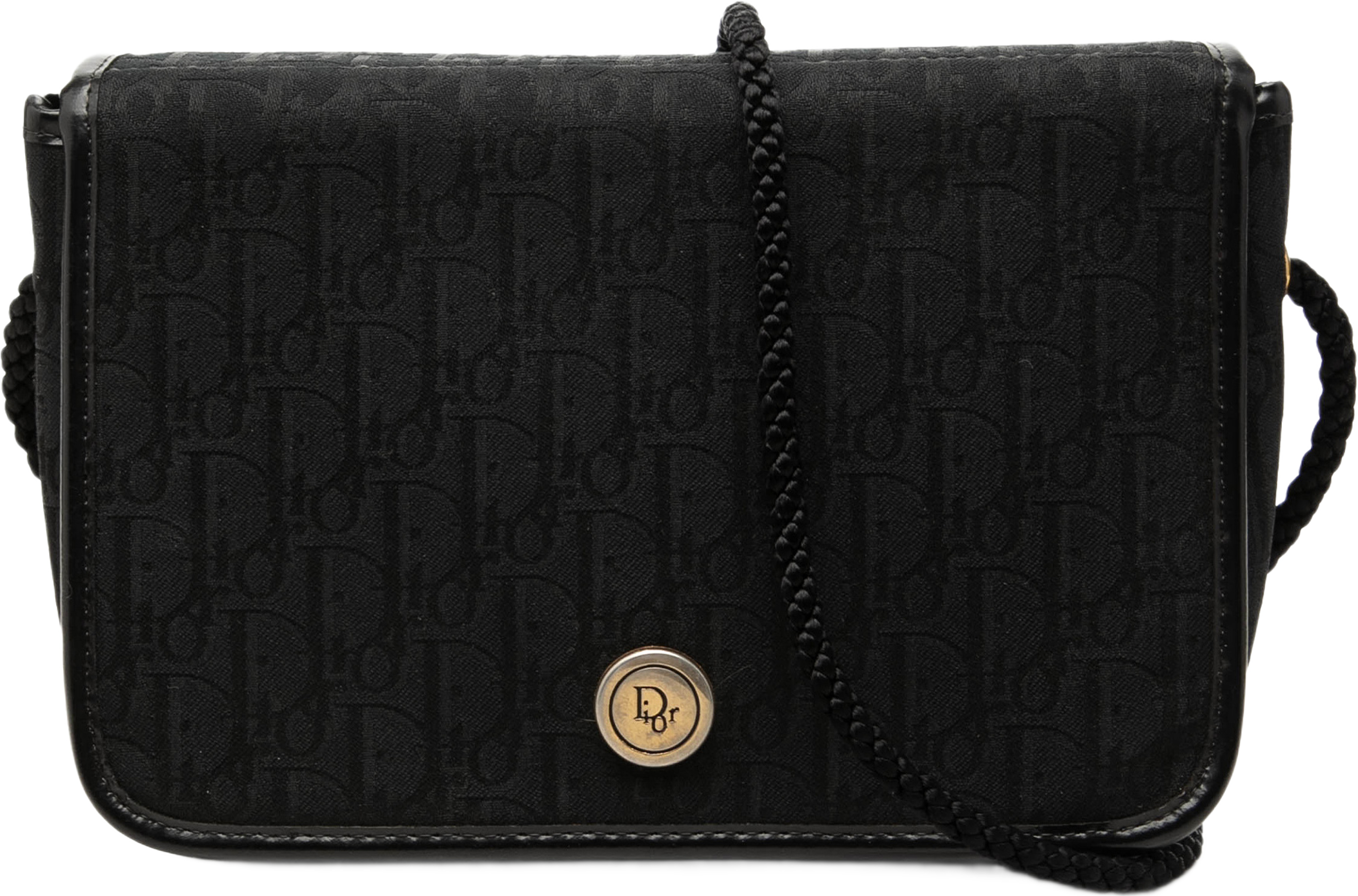 Dior Diorissimo Trotter Canvas Flap Crossbody, från Luxclusif, i färgen svart. Klicka för att öppna bilden i stort format
