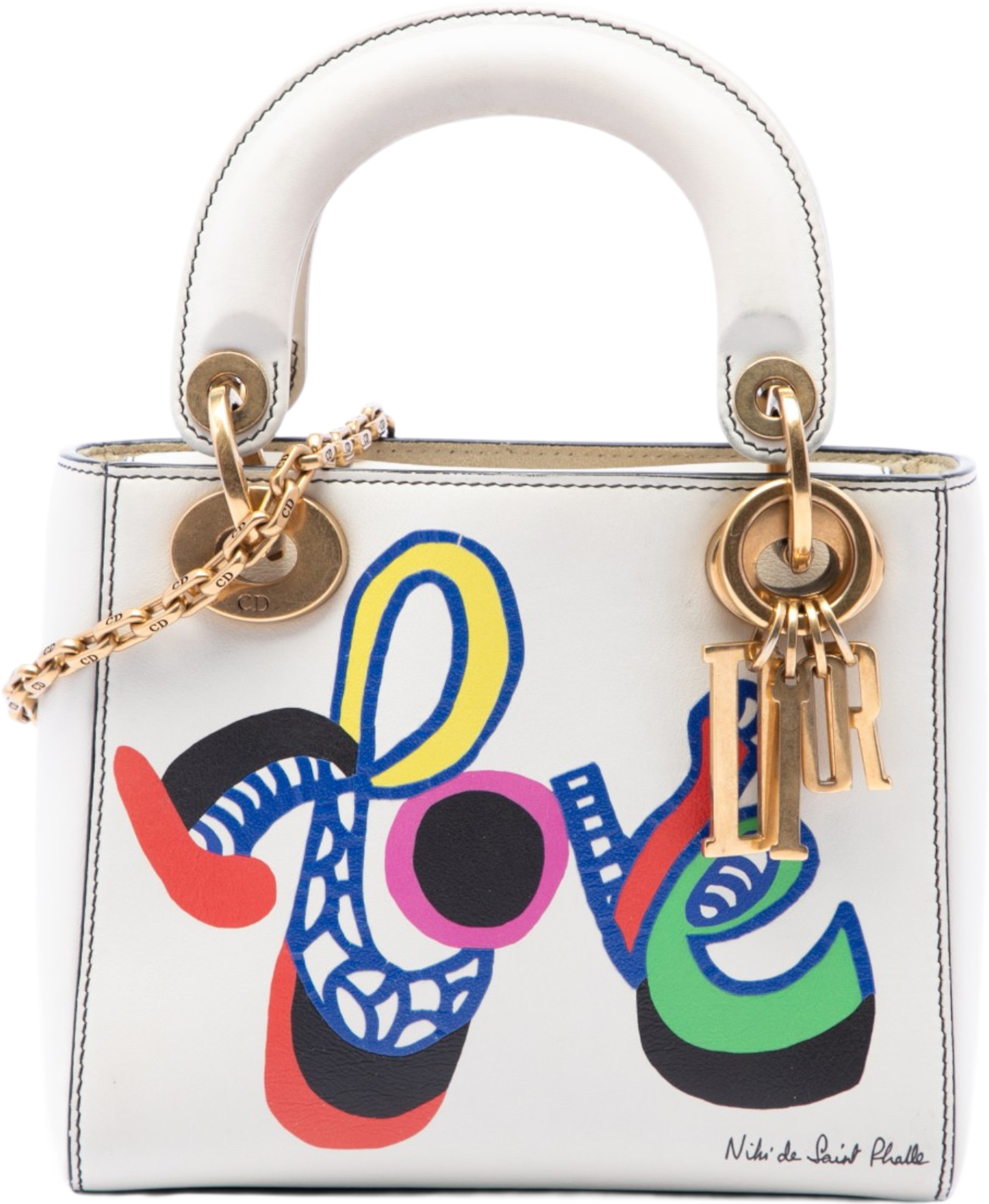 Dior Dioramour Niki De Saint Phalle Mini Calfskin Love Lady Dior, från Luxclusif, i färgen vit. Klicka för att öppna bilden i stort format